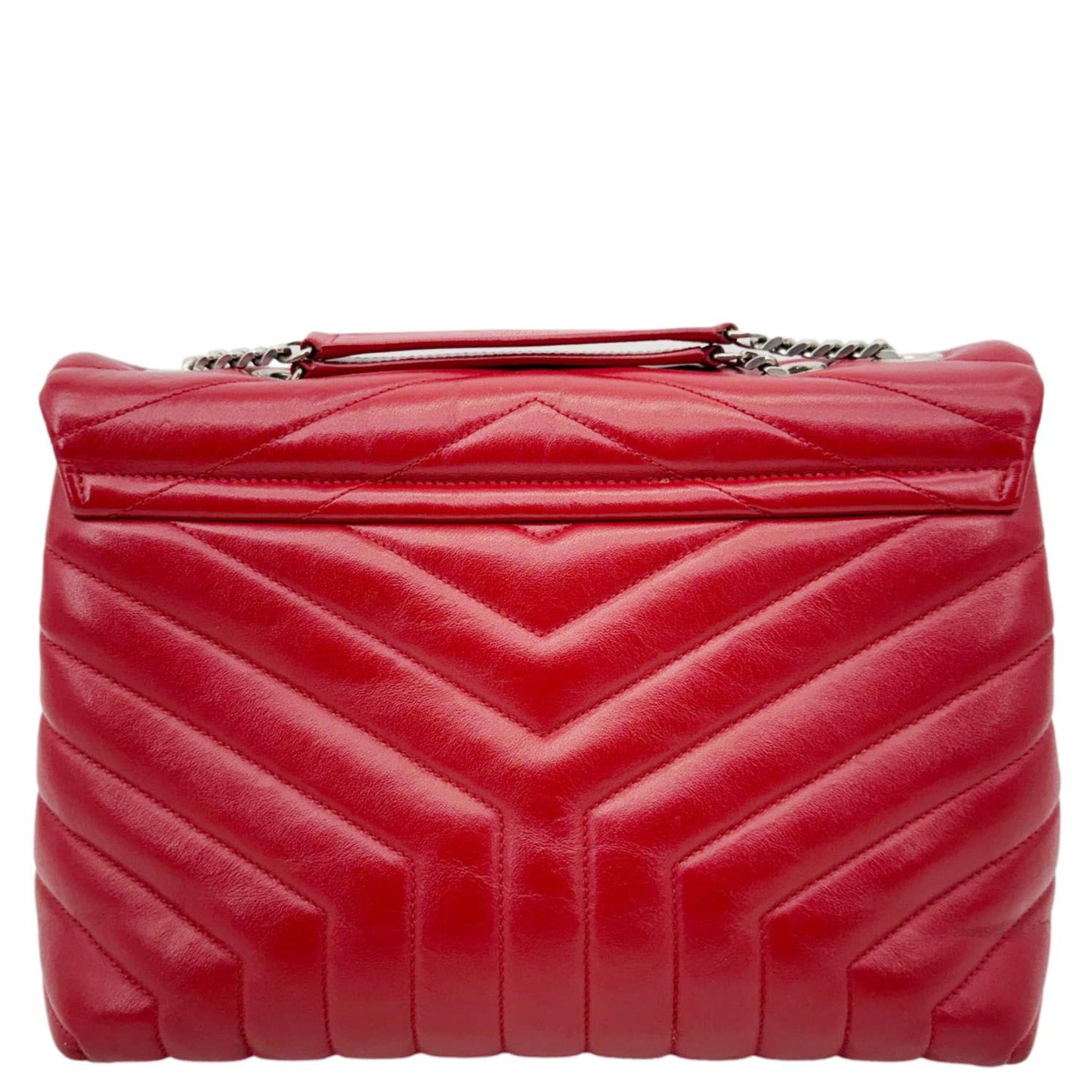 YSL Saint Laurent Yves Loulou Crossbody Bag Leather Quilted Red