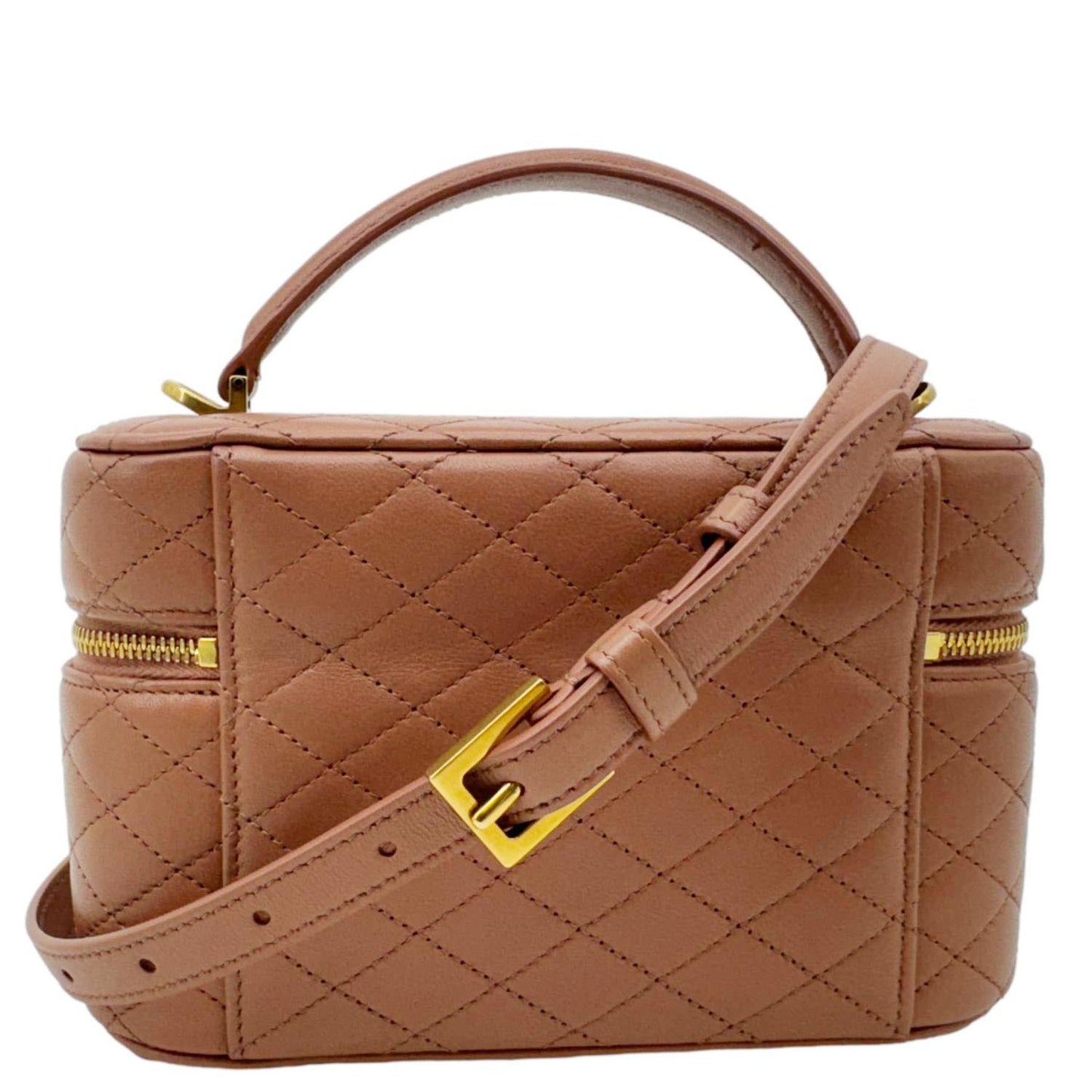 YSL Saint Laurent Yves Gaby Vanity Crossbody Bag Barely Leather Quilted Pink