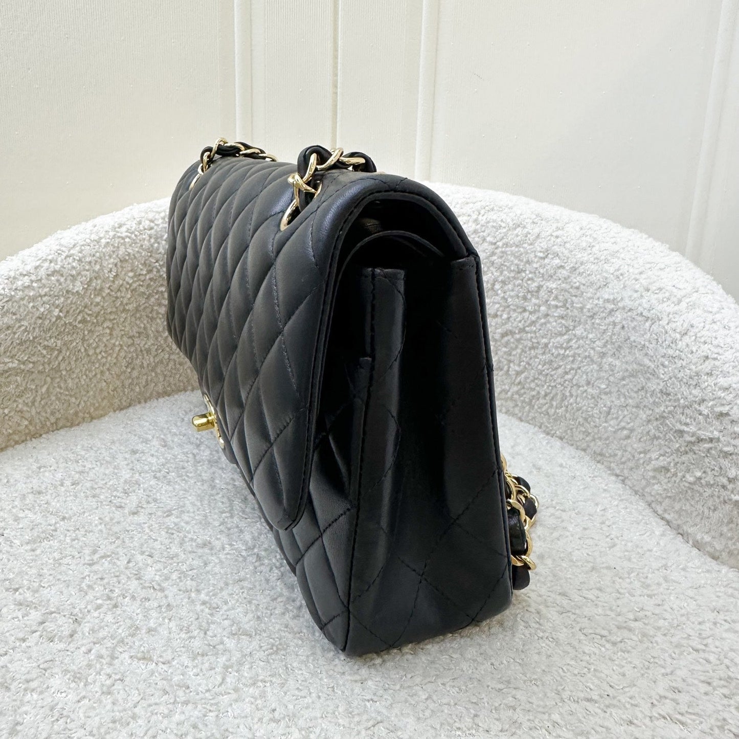 Chanel Medium Classic Flap CF in Black Lambskin and GHW Accessory