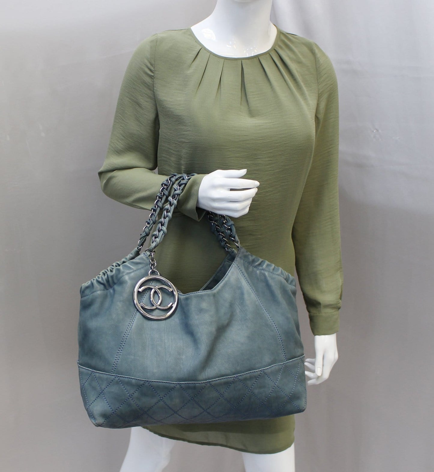 Chanel Coco Cabas Shoulder Bag Leather Denim