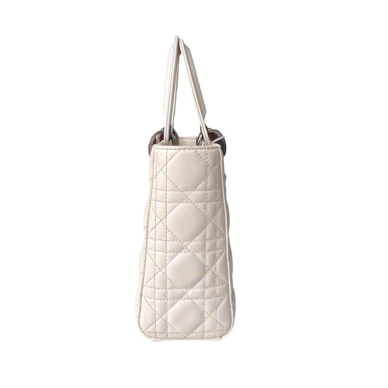 Dior Lady My Abc Ecru Lambskin Cannage Handbag Leather White Travel Bag