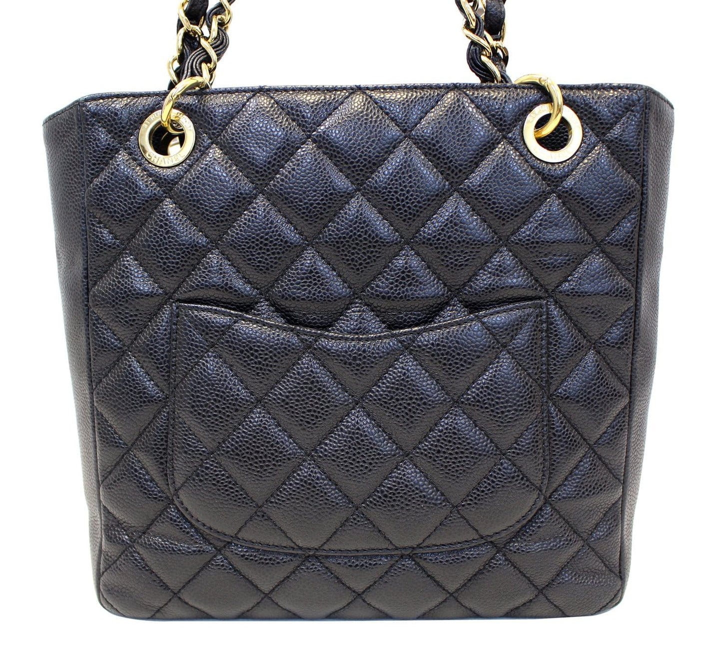 Chanel Caviar Petite Shopping Tote Bag Leather Black