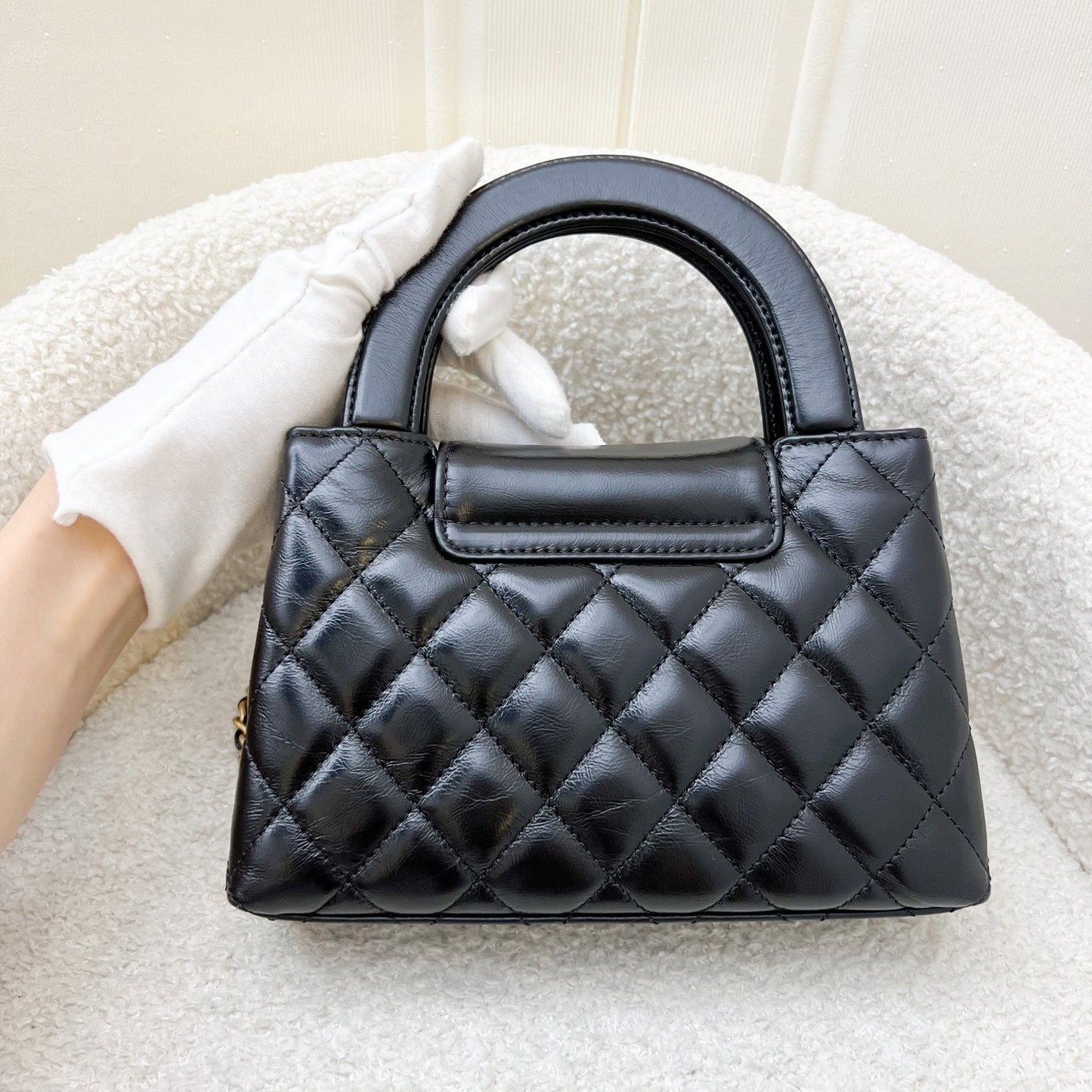 Mini / Small Kelly in Black Shiny Distressed Calfskin and AGHW (Model: ) Accessory Classic