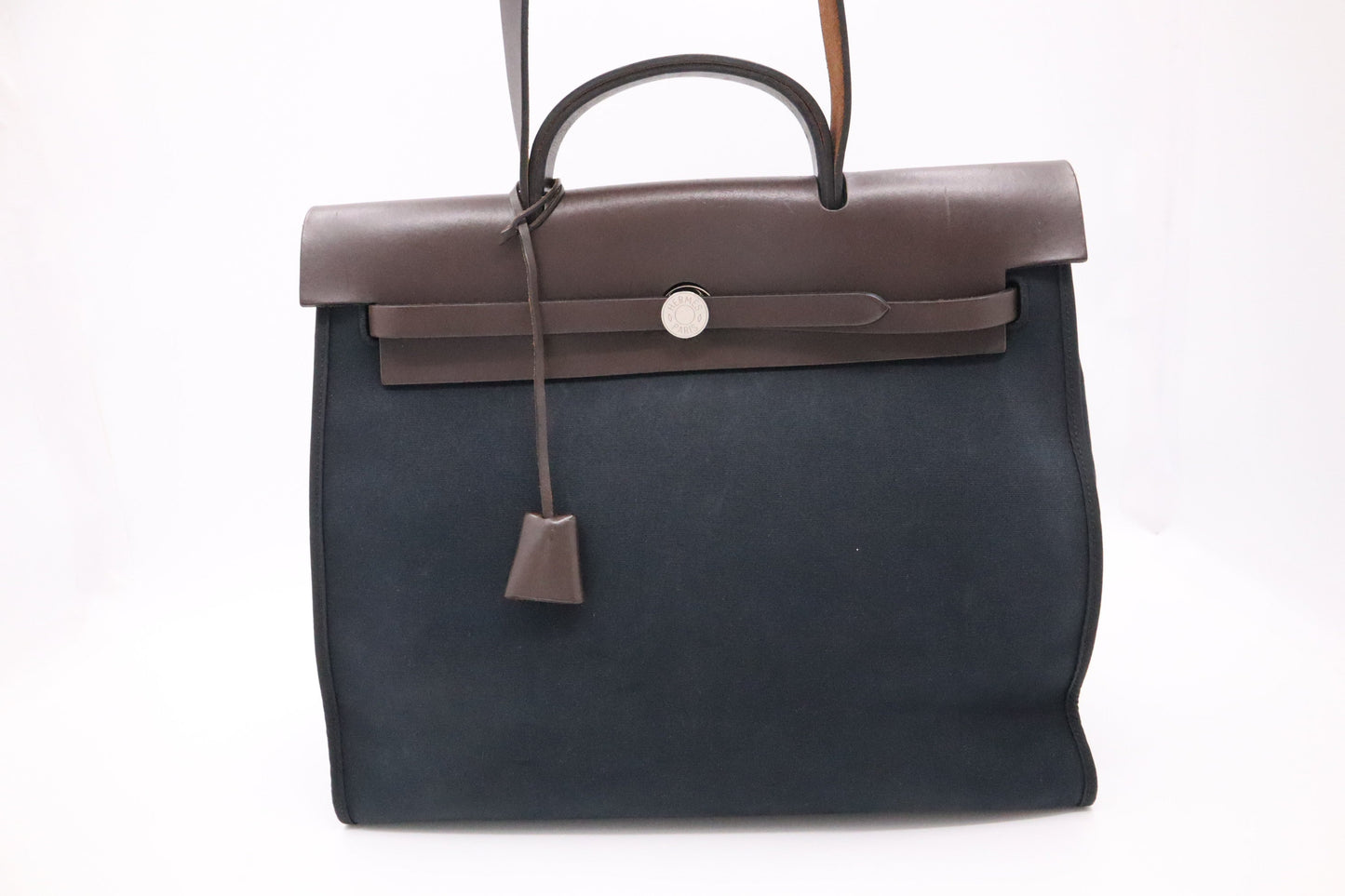 Hermes Herbag Zip In & Brown Leather Canvas Travel Bag