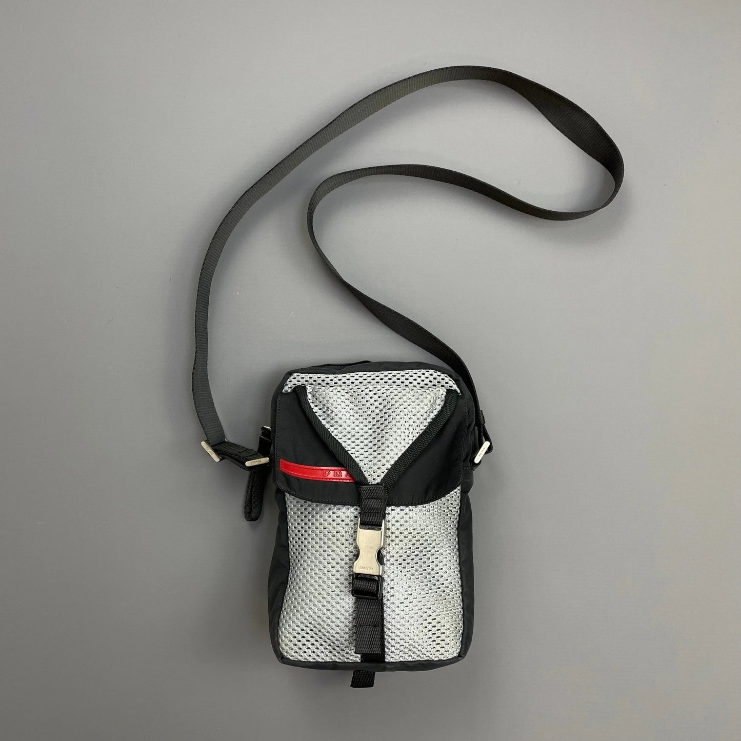 Prada Crossbody Bag Sport Grey & 00s Mesh Crossbody Black Gray Shoulder Bag