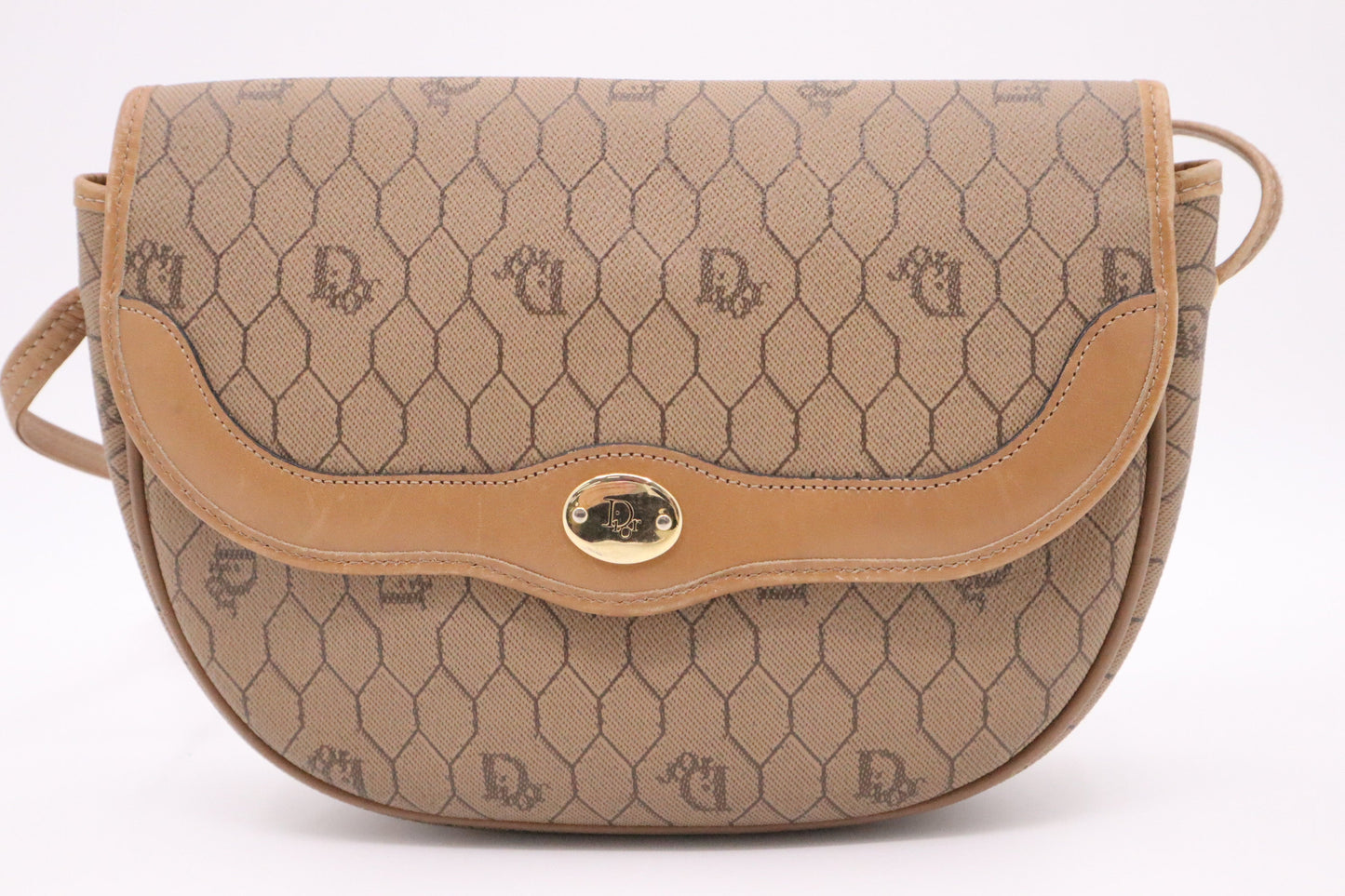 Dior Crossbody Bag In Honeycomb Canvas Brown