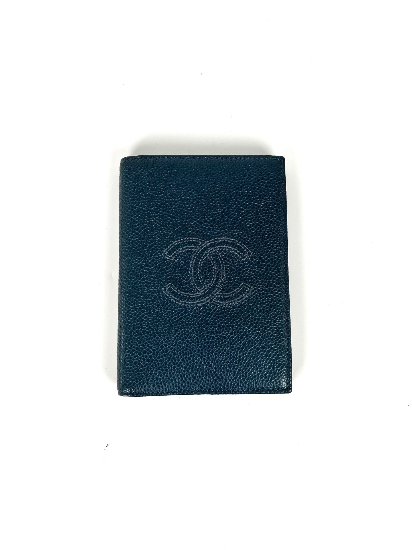 Chanel Timeless CC 2019 Caviar Blue Passport Holder Case Cover Accessory