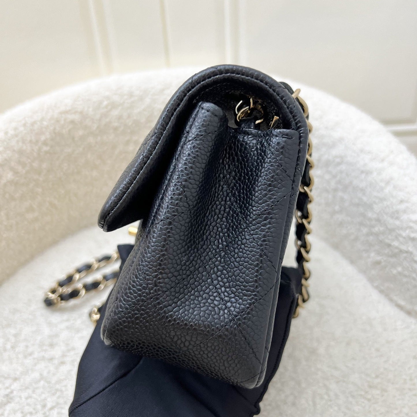 Chanel Classic Mini Rectangle Flap in Black Caviar and GHW Accessory