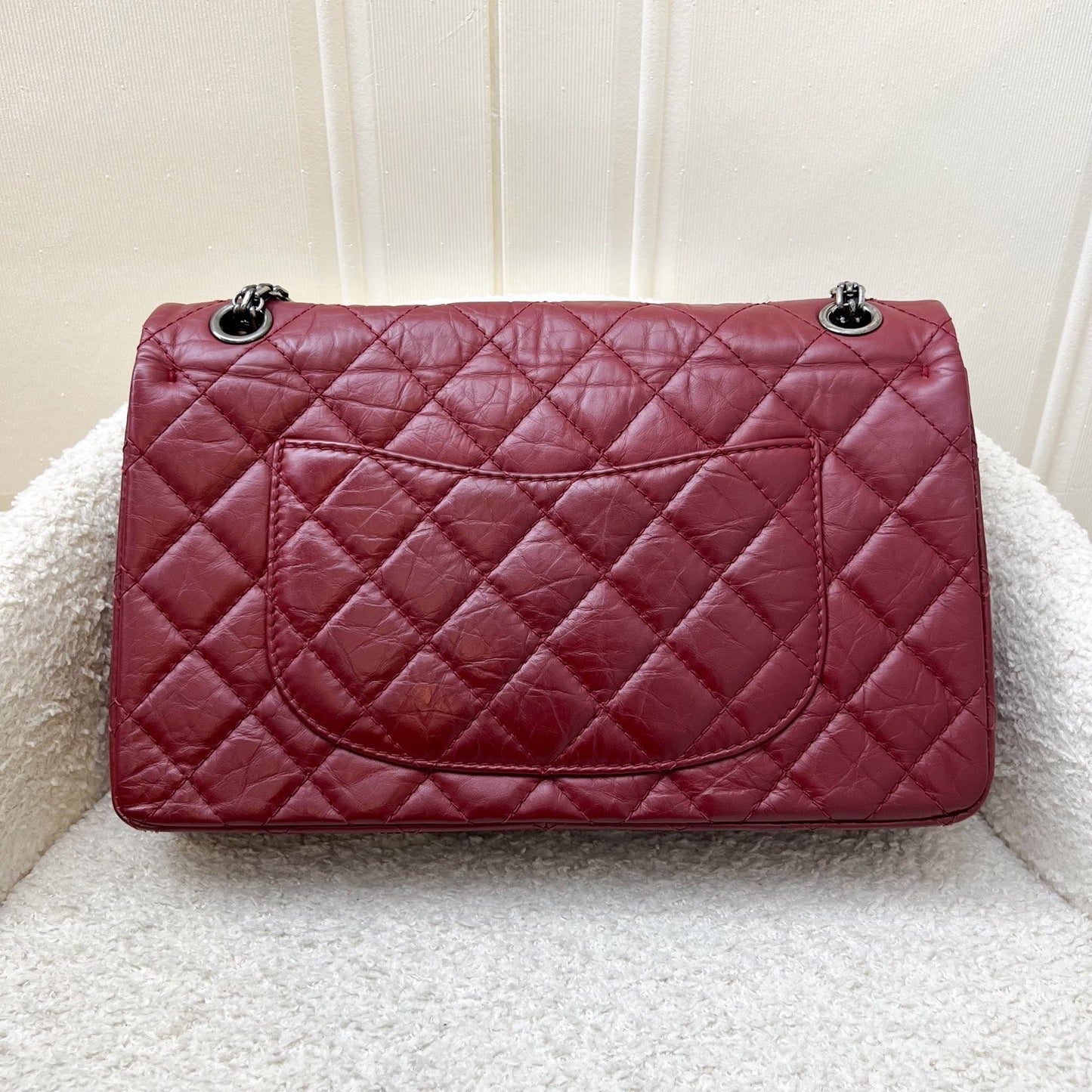 Chanel 2.55 Reissue Large 226 Flap in Dark Red Distressed Calfskin and RHW Accessory