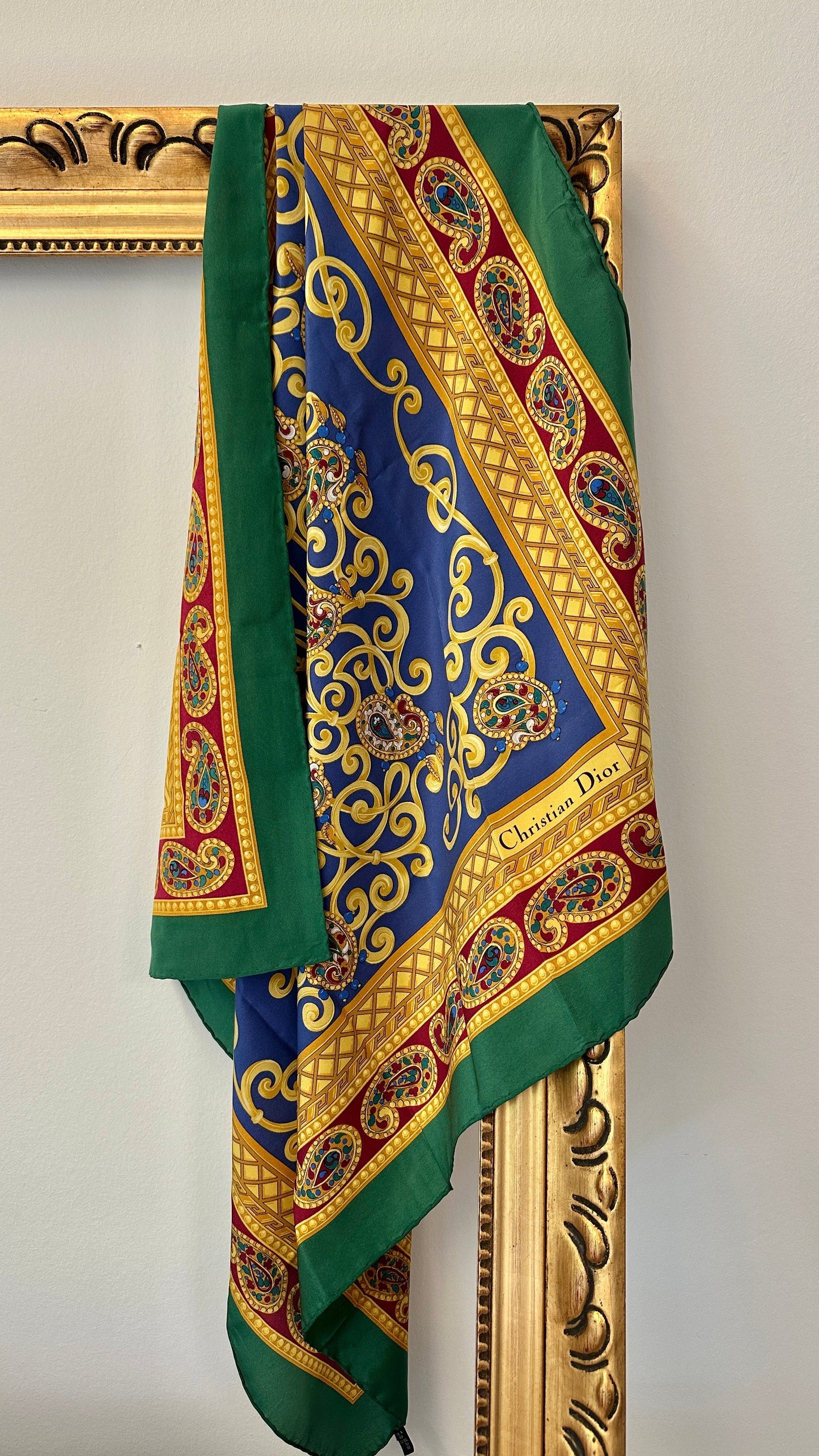 Dior Silk Scarf and With Paisley Blue Green