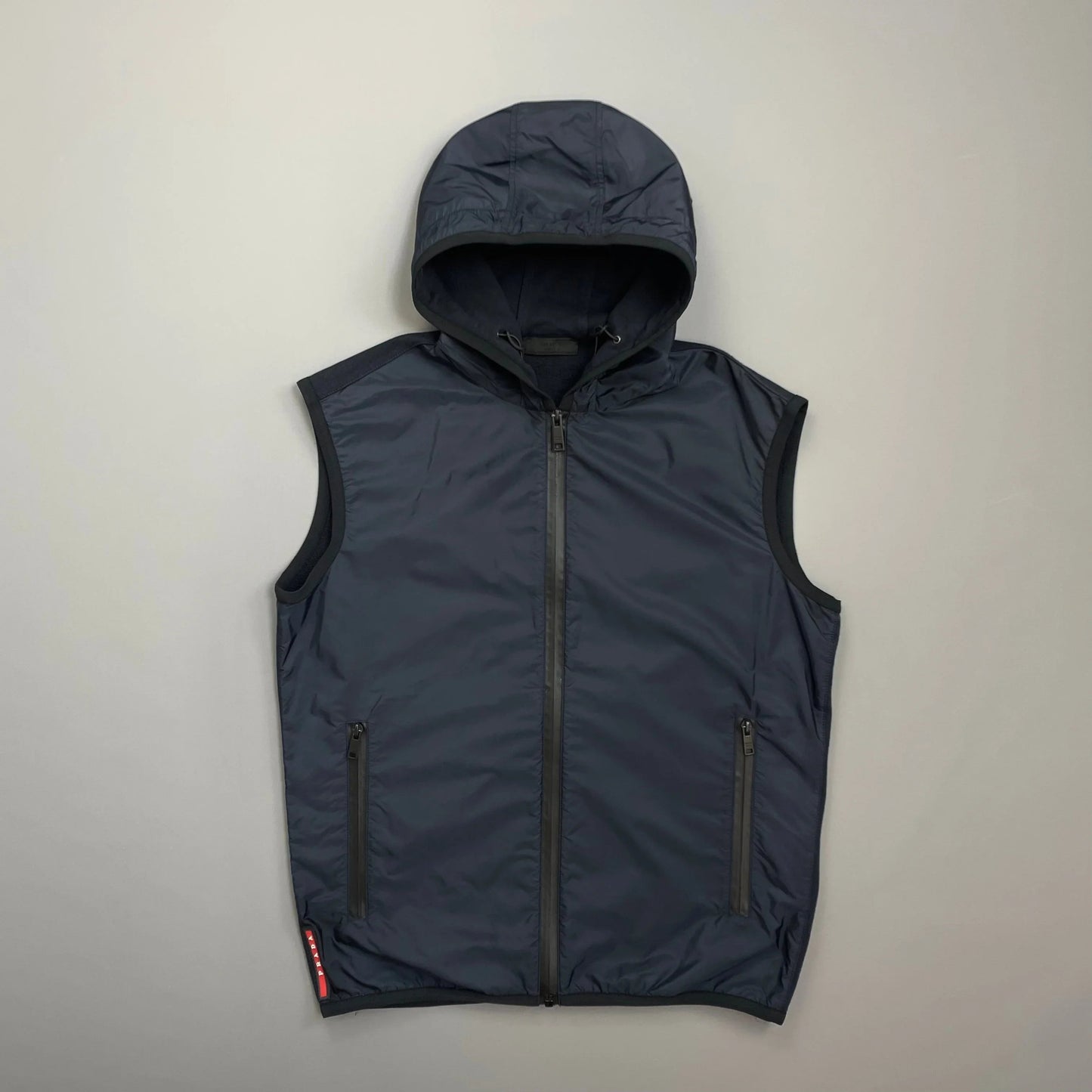 Prada Handbag Sport Panelled Hooded Gilet Vest Nylon Navy