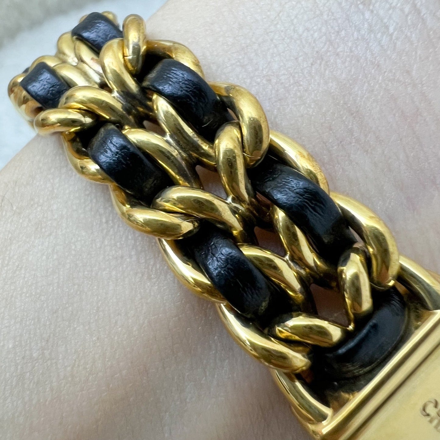 Premiere Watch in Gold Plated HW and Black Leather Size M Ghw Year