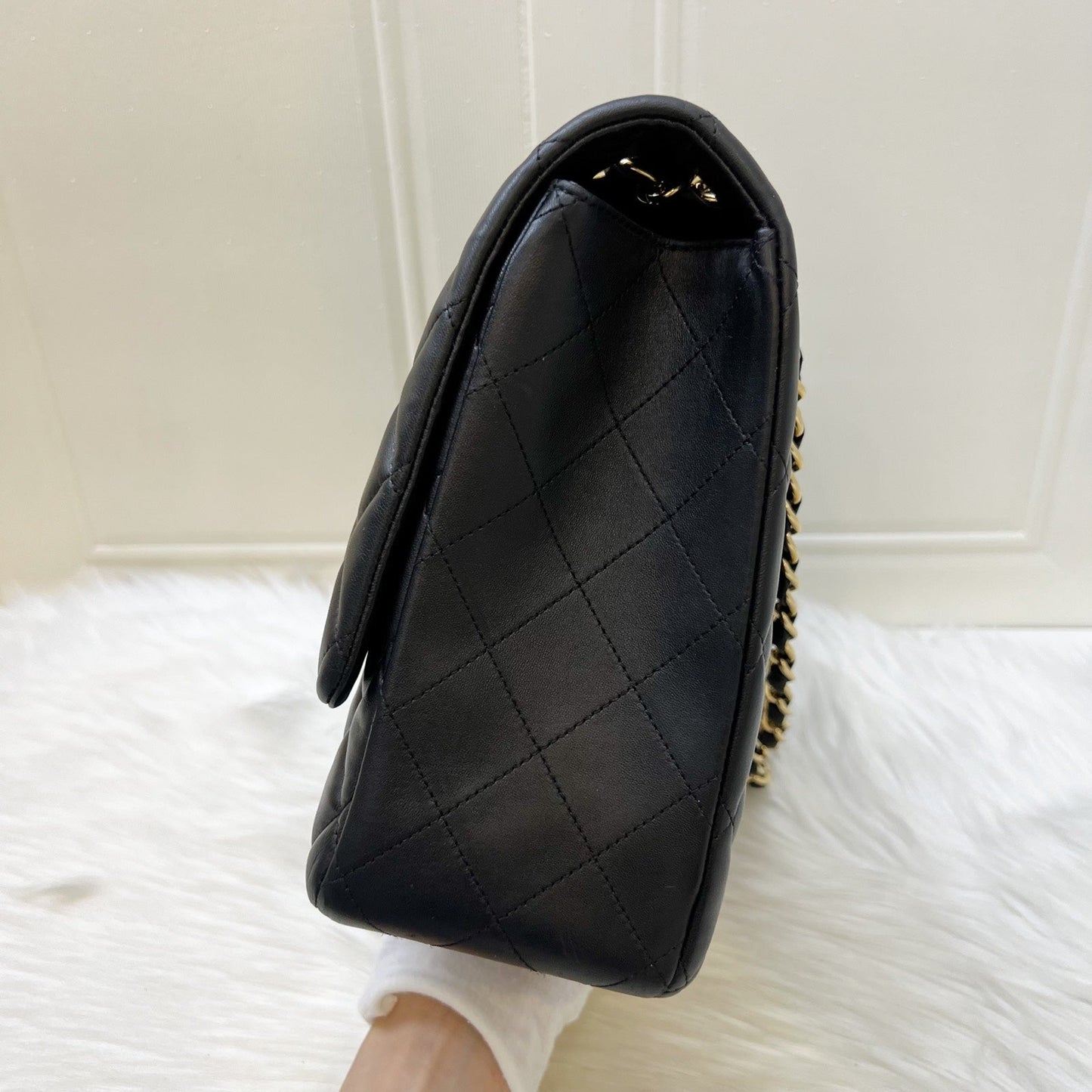 Chanel Maxi Classic Flap SF in Black Lambskin and GHW Accessory
