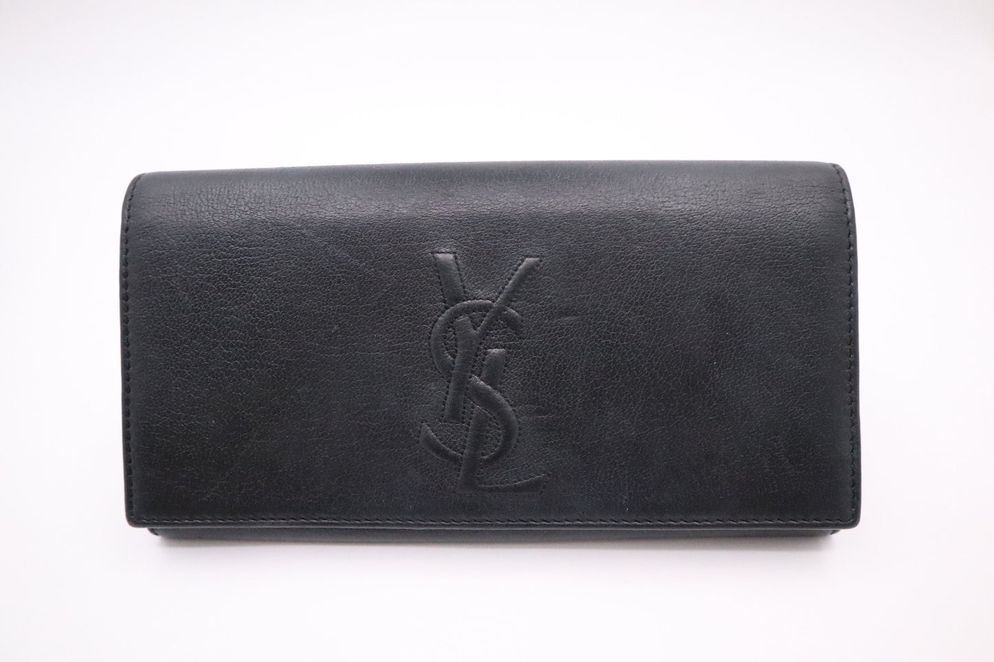 YSL Saint Laurent Long Wallet In Travel Bag Leather Black