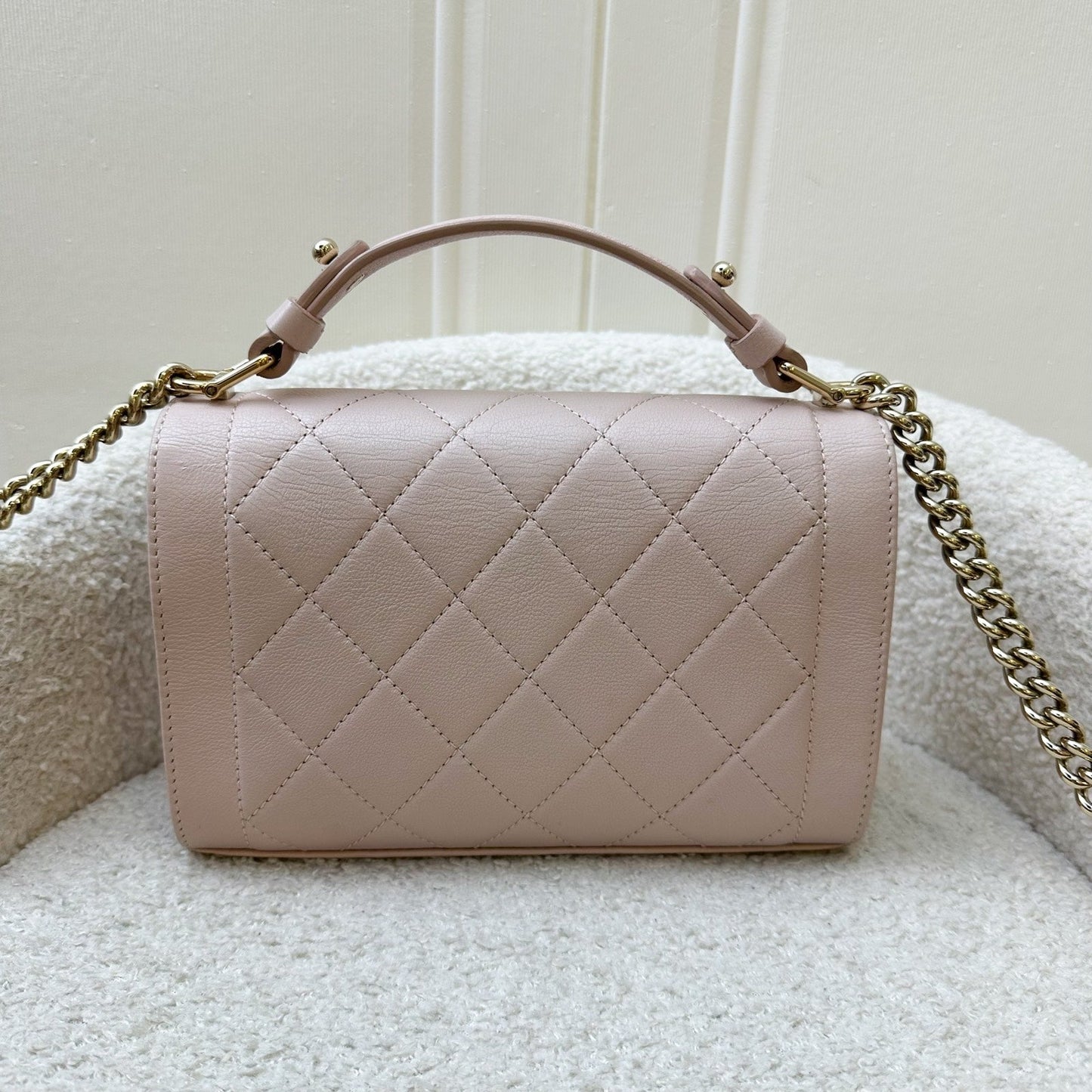 Chanel Click Label Shoulder Bag in Light Pink Calfskin and LGHW