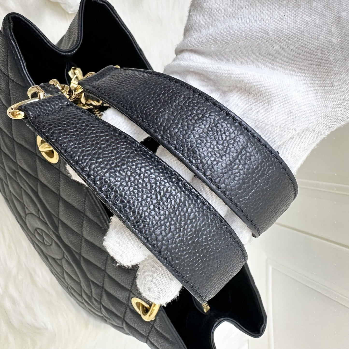 Grand Shopping Tote GST in Black Caviar and GHW Refined