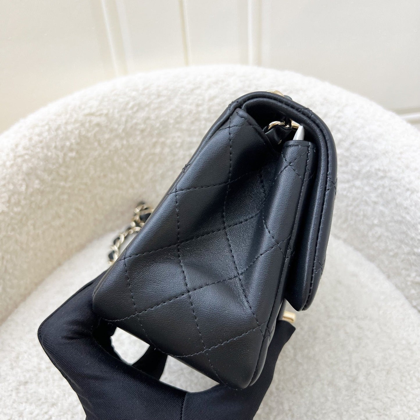 Classic Square Mini Flap in Black Lambskin and LGHW (Model: ) Accessory Classic