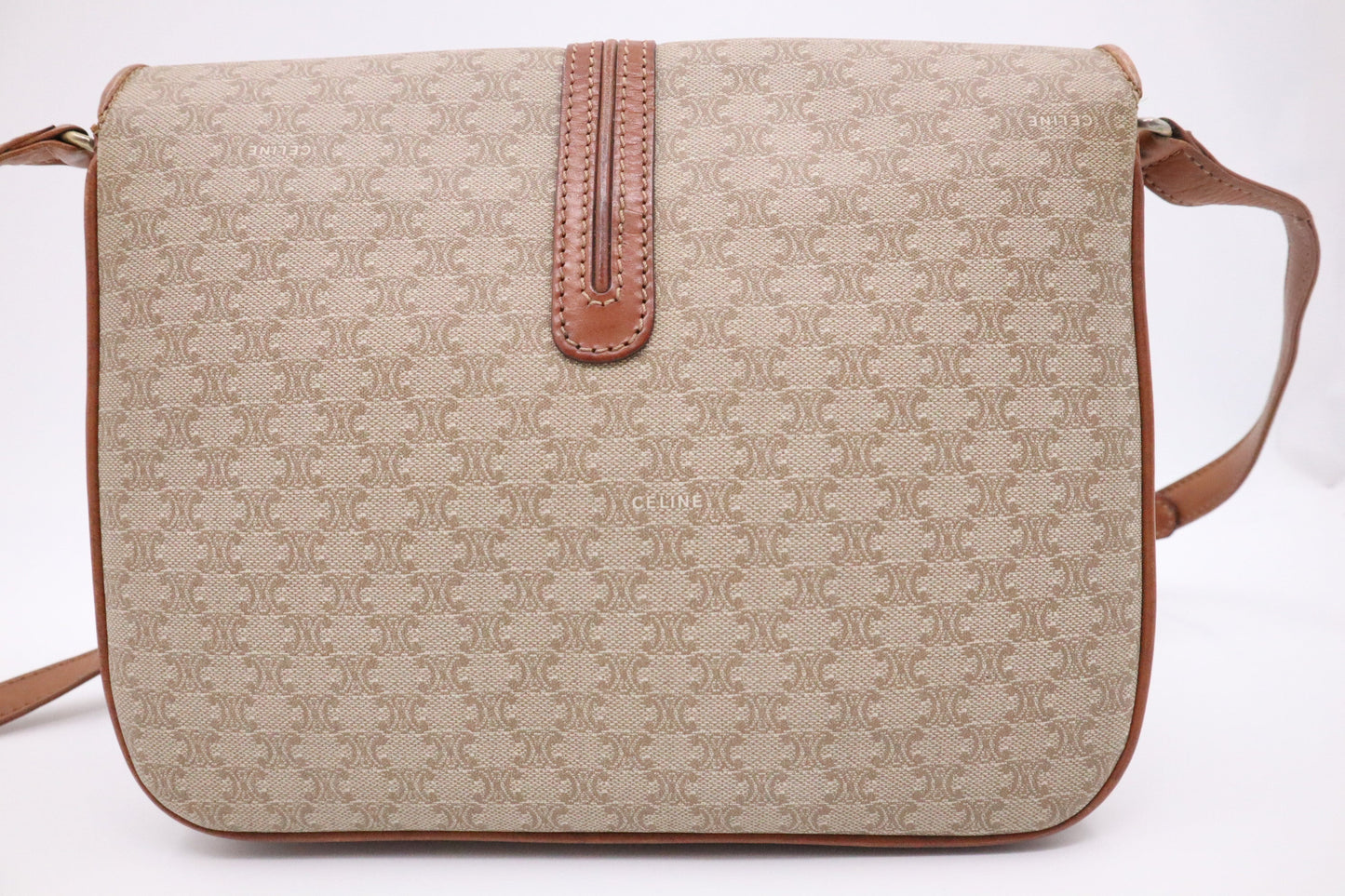 Celine Crossbody Bag In Macadam Canvas Beige
