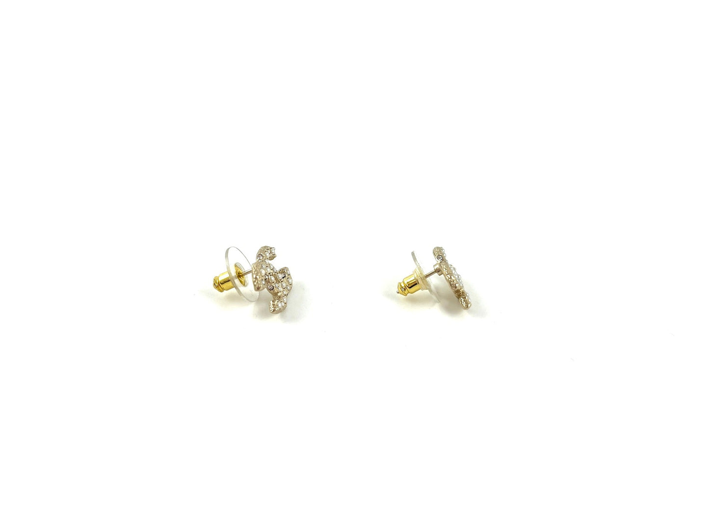 Chanel New Faux Pearl Strass 2023 CC Stud Earrings Jewelry
