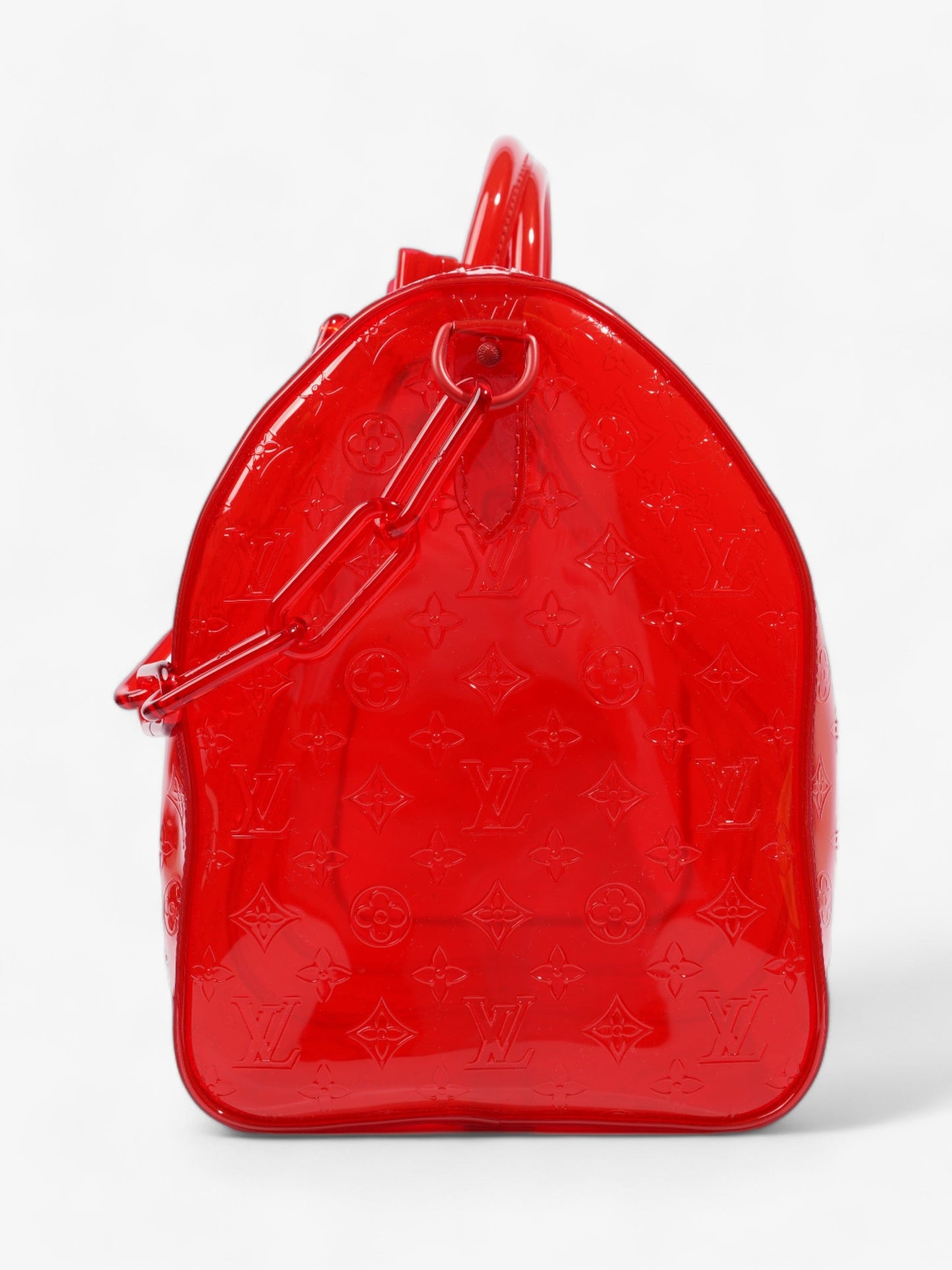 Louis Vuitton Transparent Keepall Bandouliere Virgil Abloh PVC Red Travel Bag