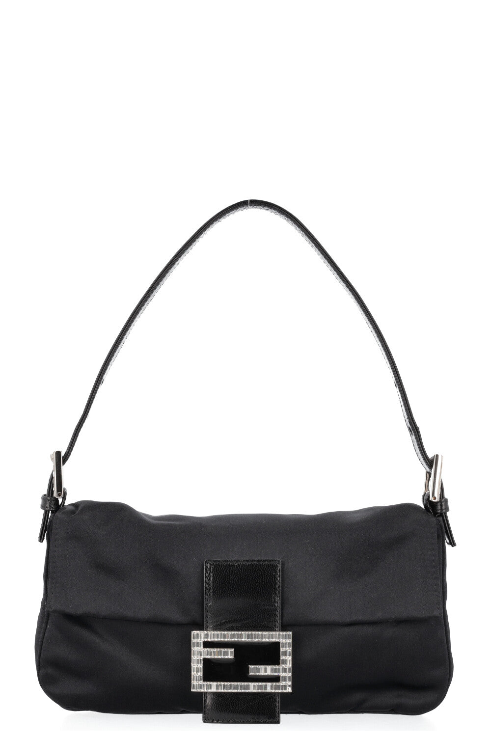 Fendi Baguette Bag Sparkle Satin Black Shoulder Bag