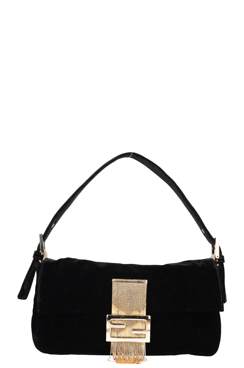 Fendi Clutch Bag Baguette Velvet Black