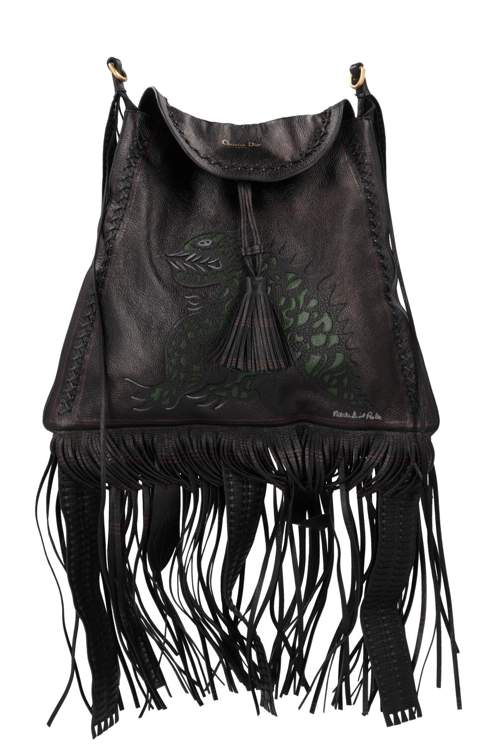 Dior Crossbody Bag Niki De Saint Phalle Fringed Hobo Leather Black