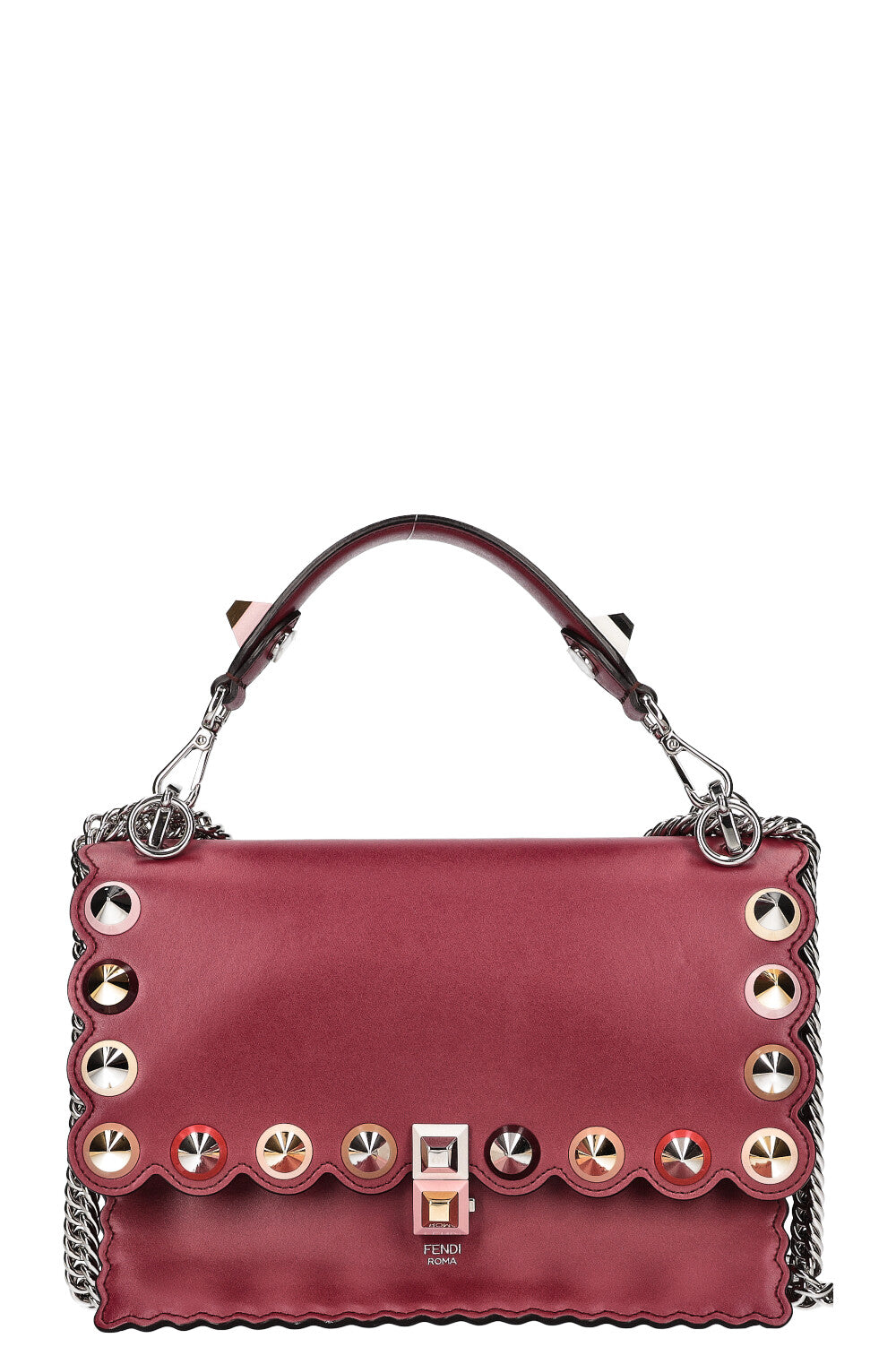 Fendi Kan I Bag Burgundy Medium Handbag