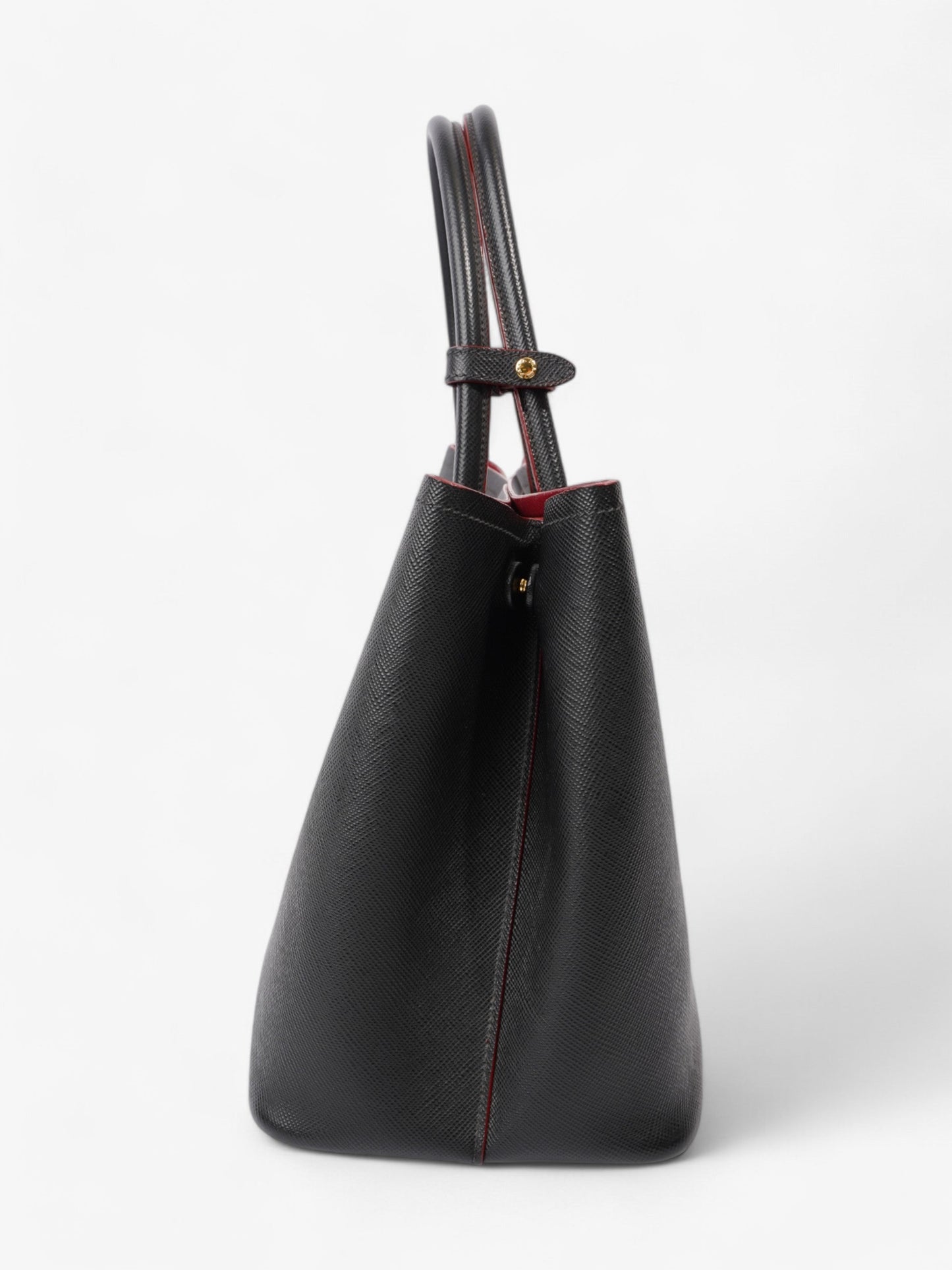 Prada Double Shoulder Bag Leather Saffiano Black