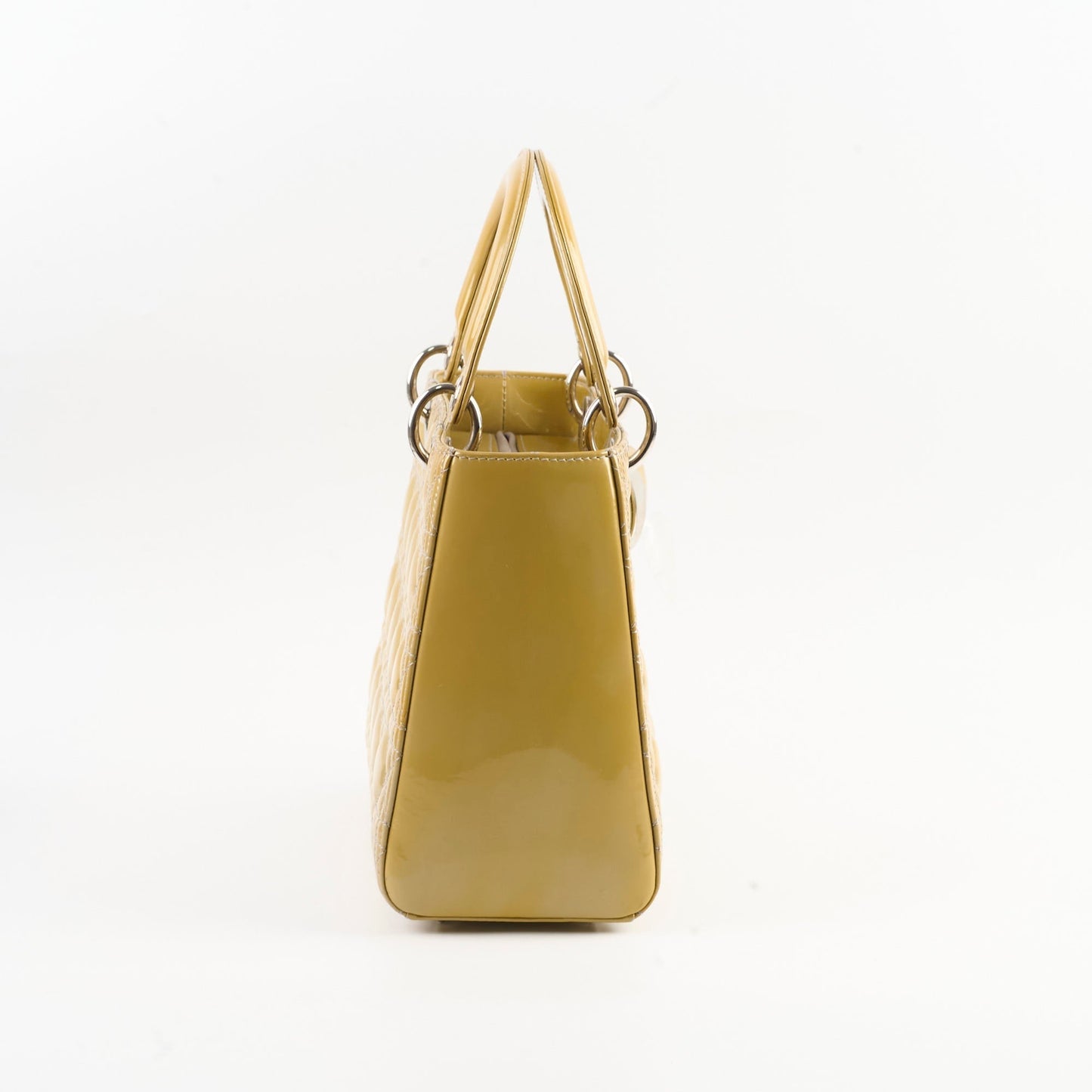 Dior Christian Lady Crossbody Bag Patent Gold Medium