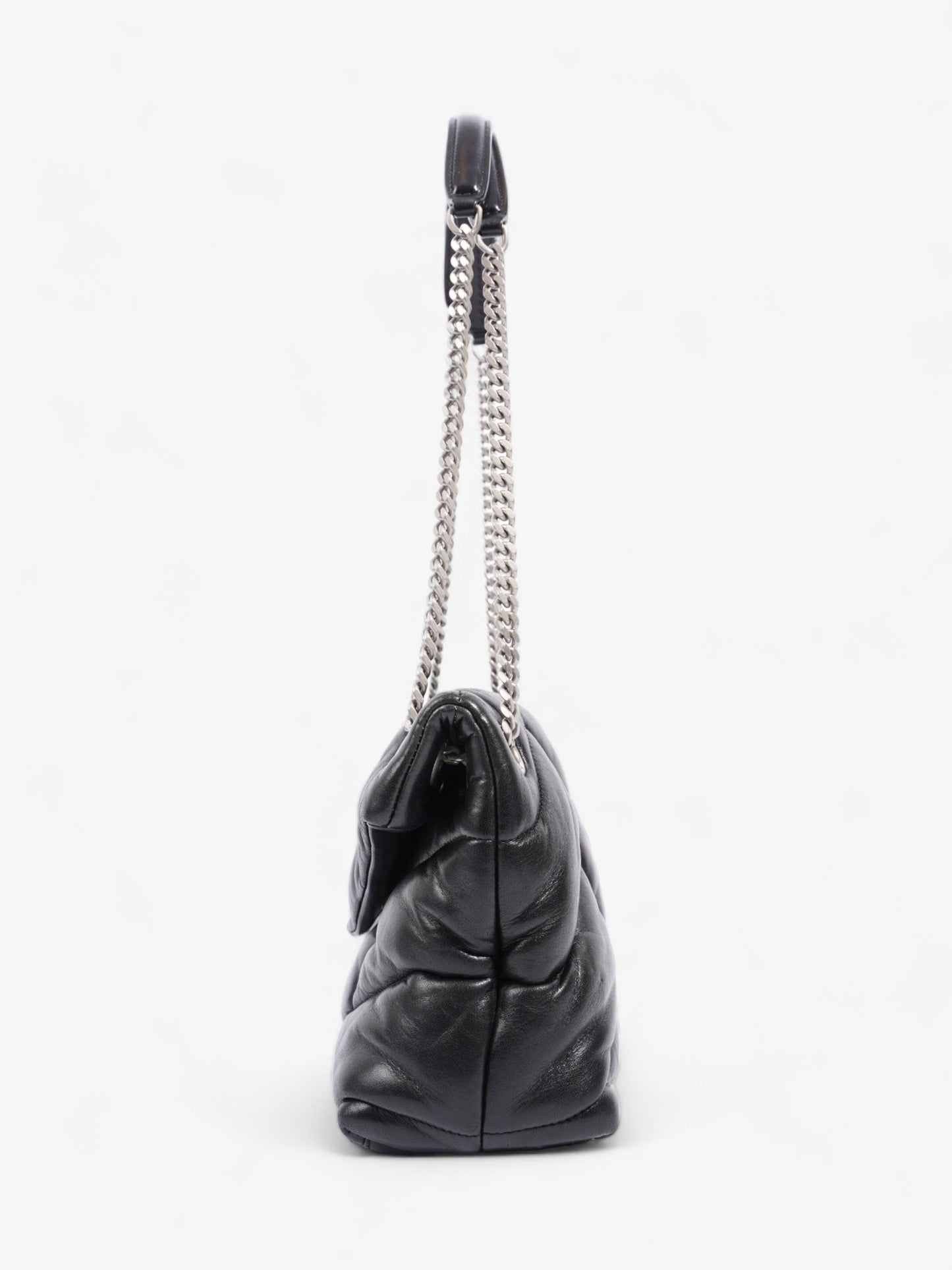 YSL Saint Laurent Lou Lou Puffer Shoulder Bag Leather Lambskin Black