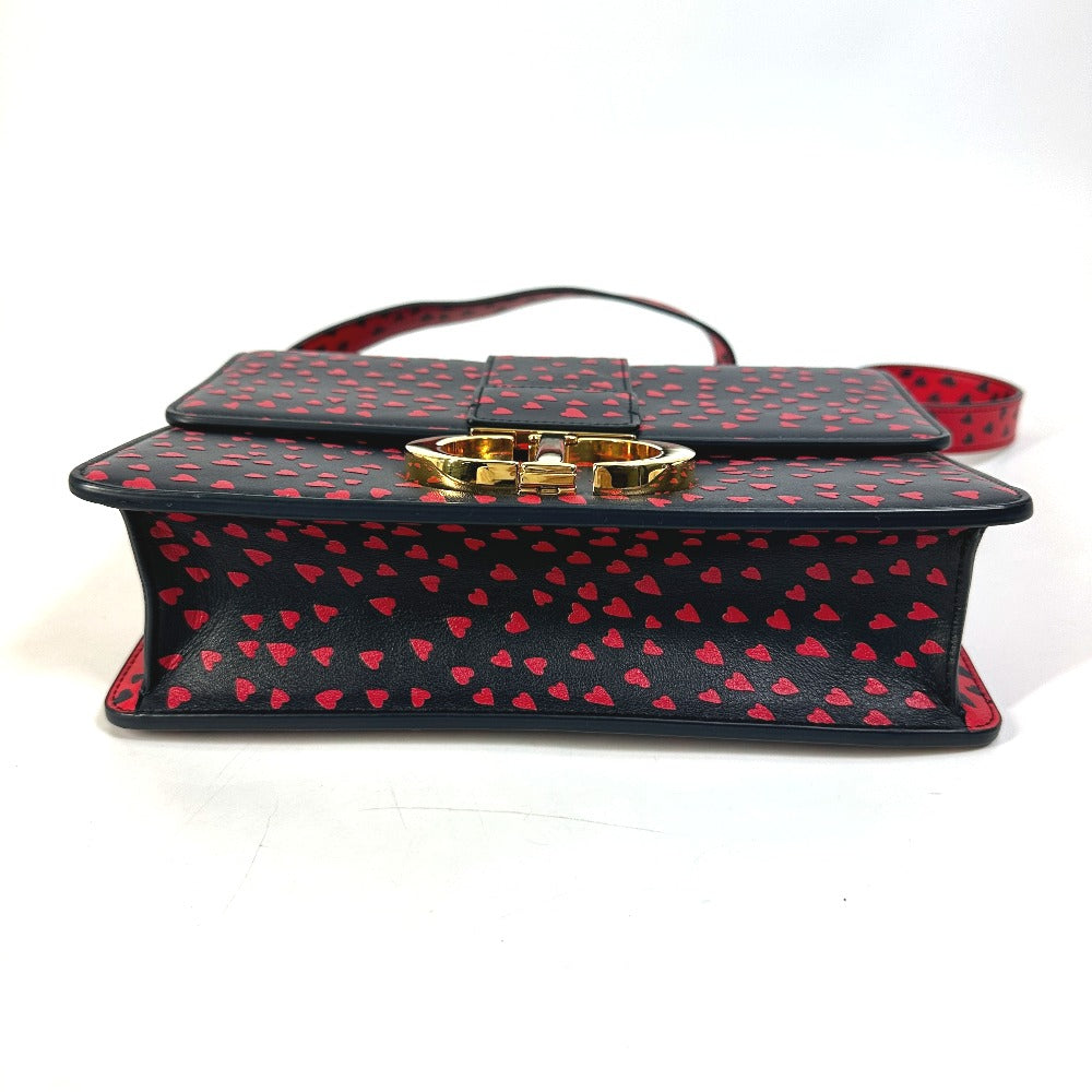 Dior Christian Shoulder Bag Heart Leather Black