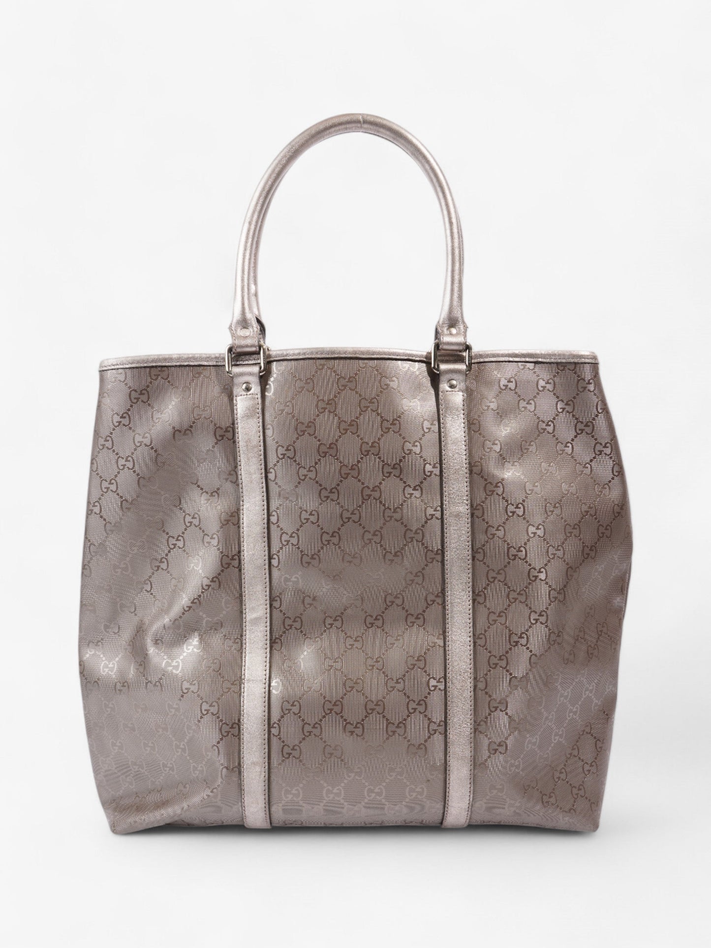 Gucci Implement Tote Bag Metallic Canvas Pink