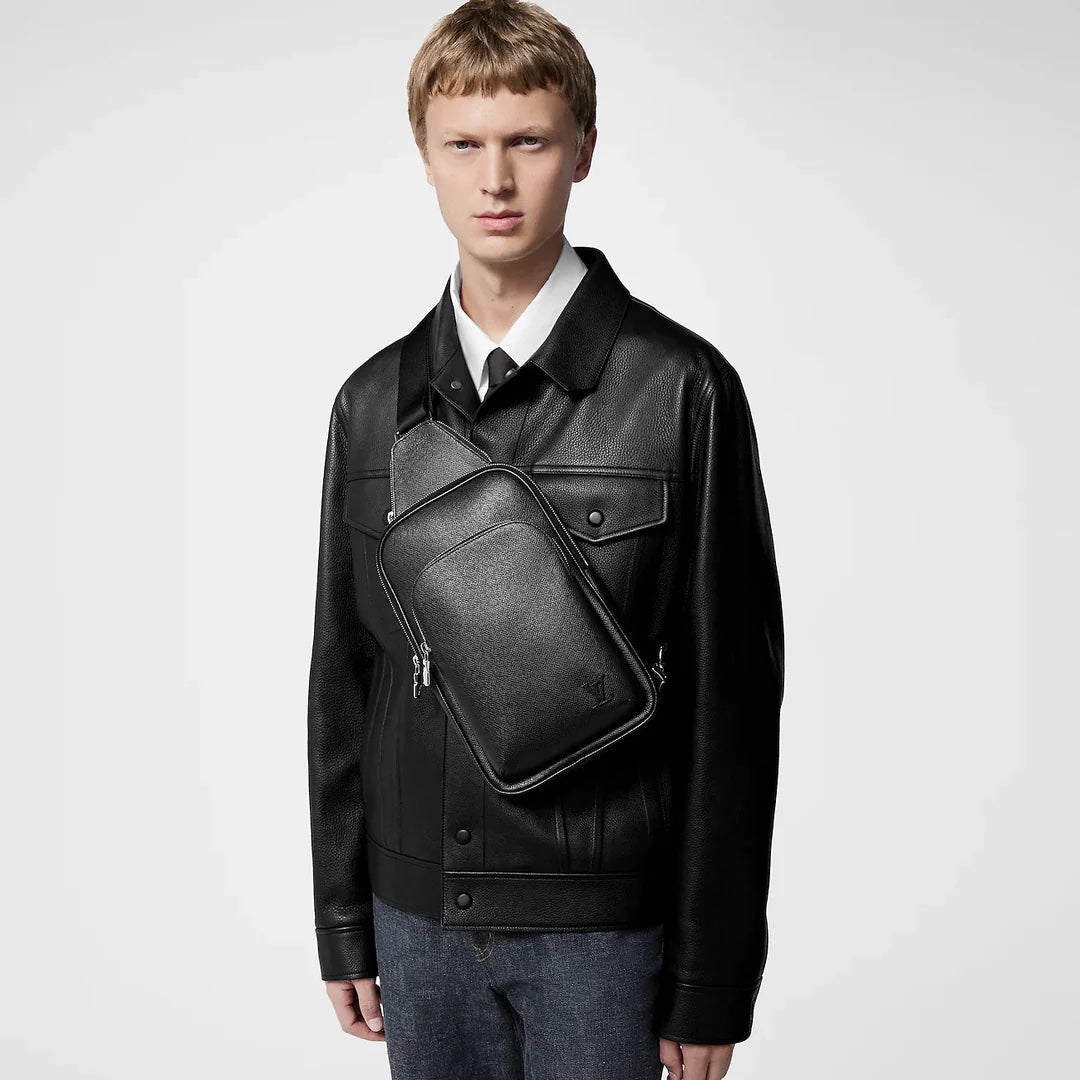 Louis Vuitton AVENUE TAIGA SLING Leather Black Crossbody Bag