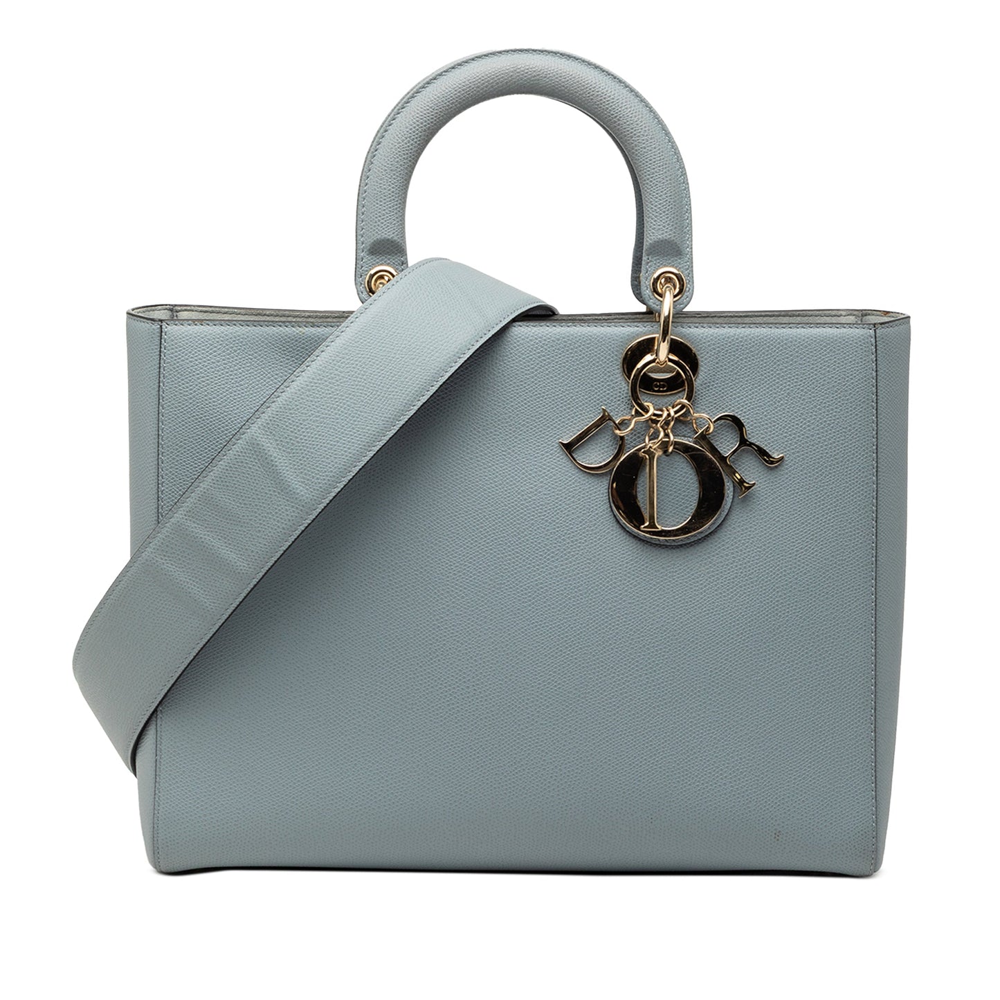 Dior Handbag Grained Calfskin Lady Satchel Blue Large Satchel Bag
