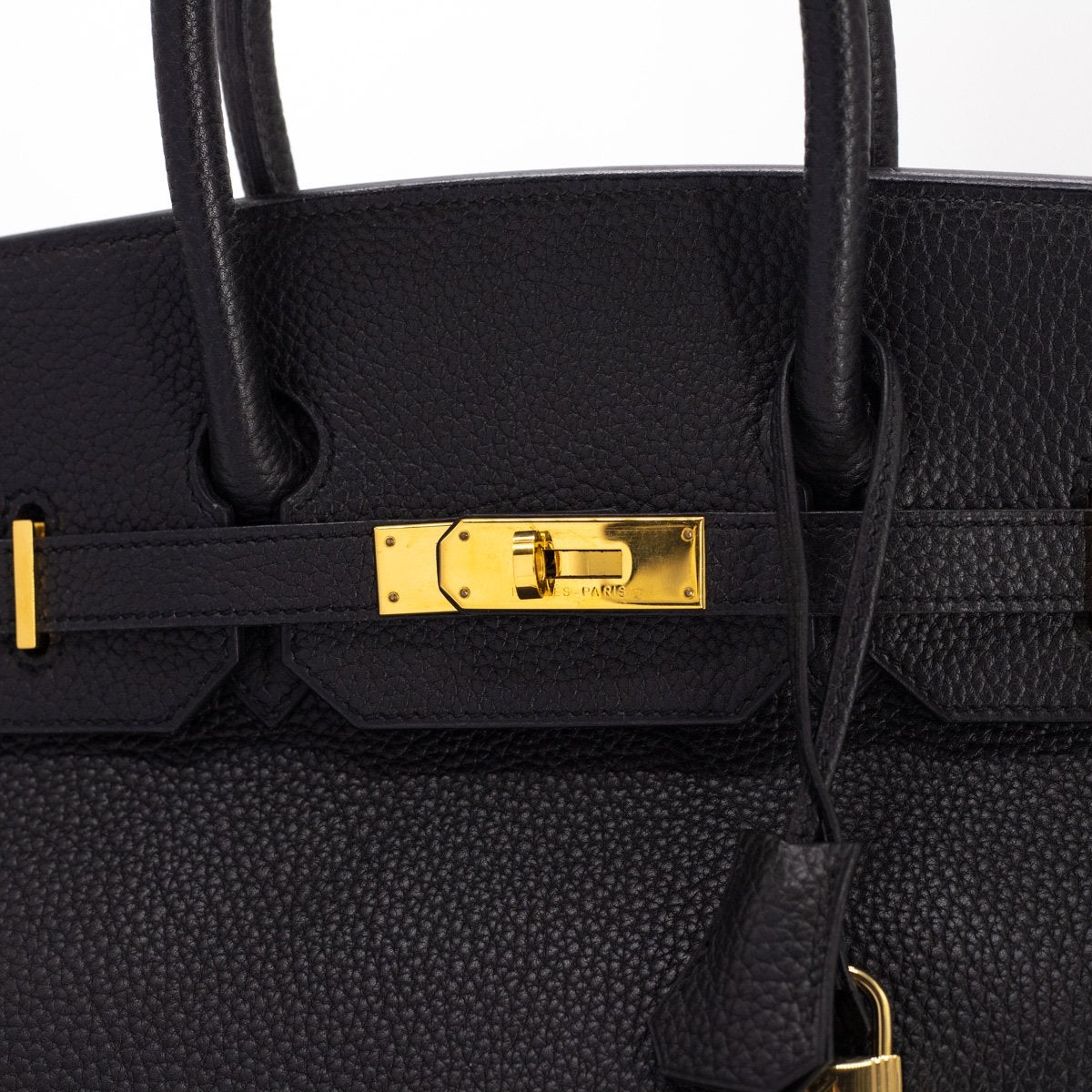 Hermes Birkin Togo Stamp Handbag Black Travel Bag