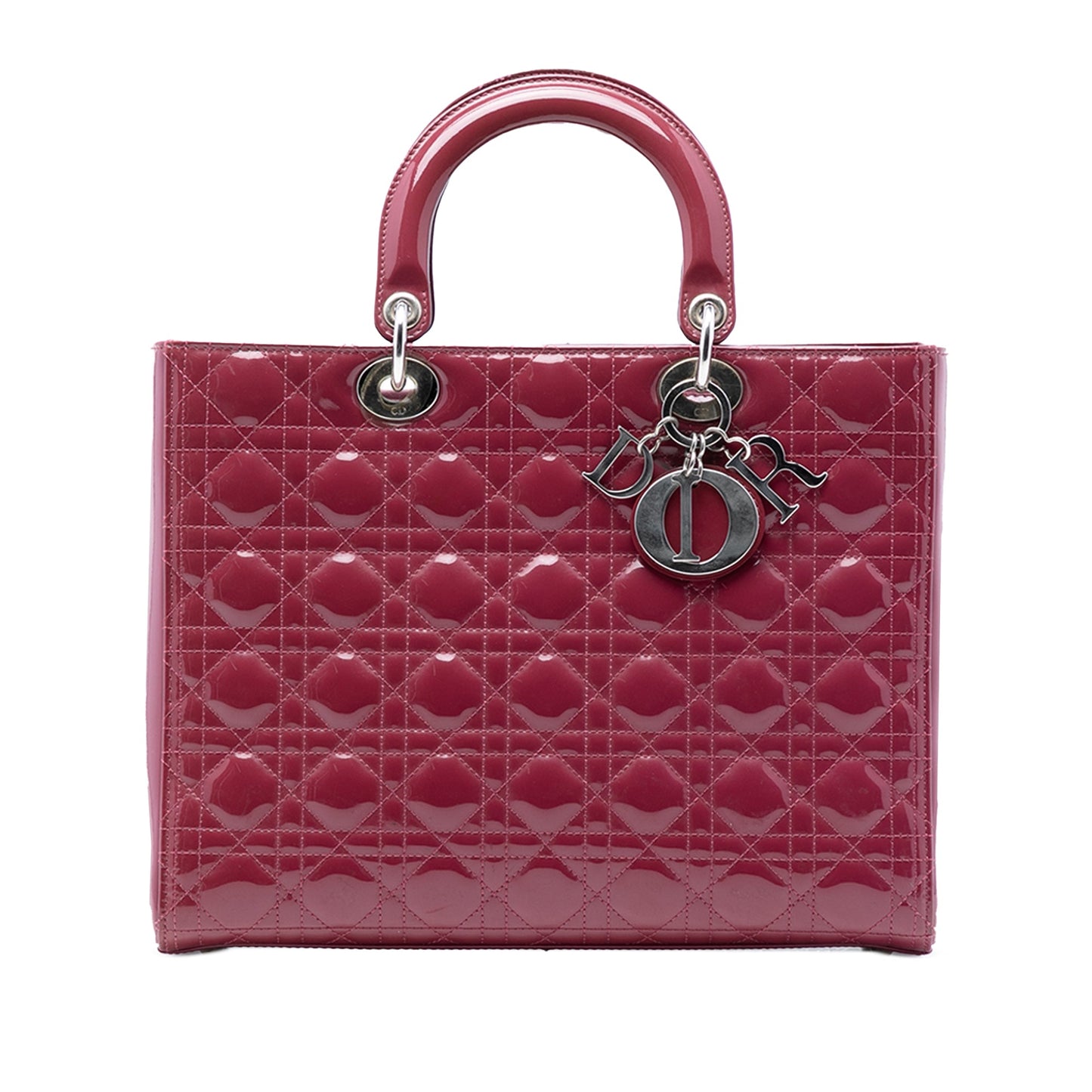 Dior Handbag Cannage Lady Satchel 2 Patent Red Large Satchel Bag