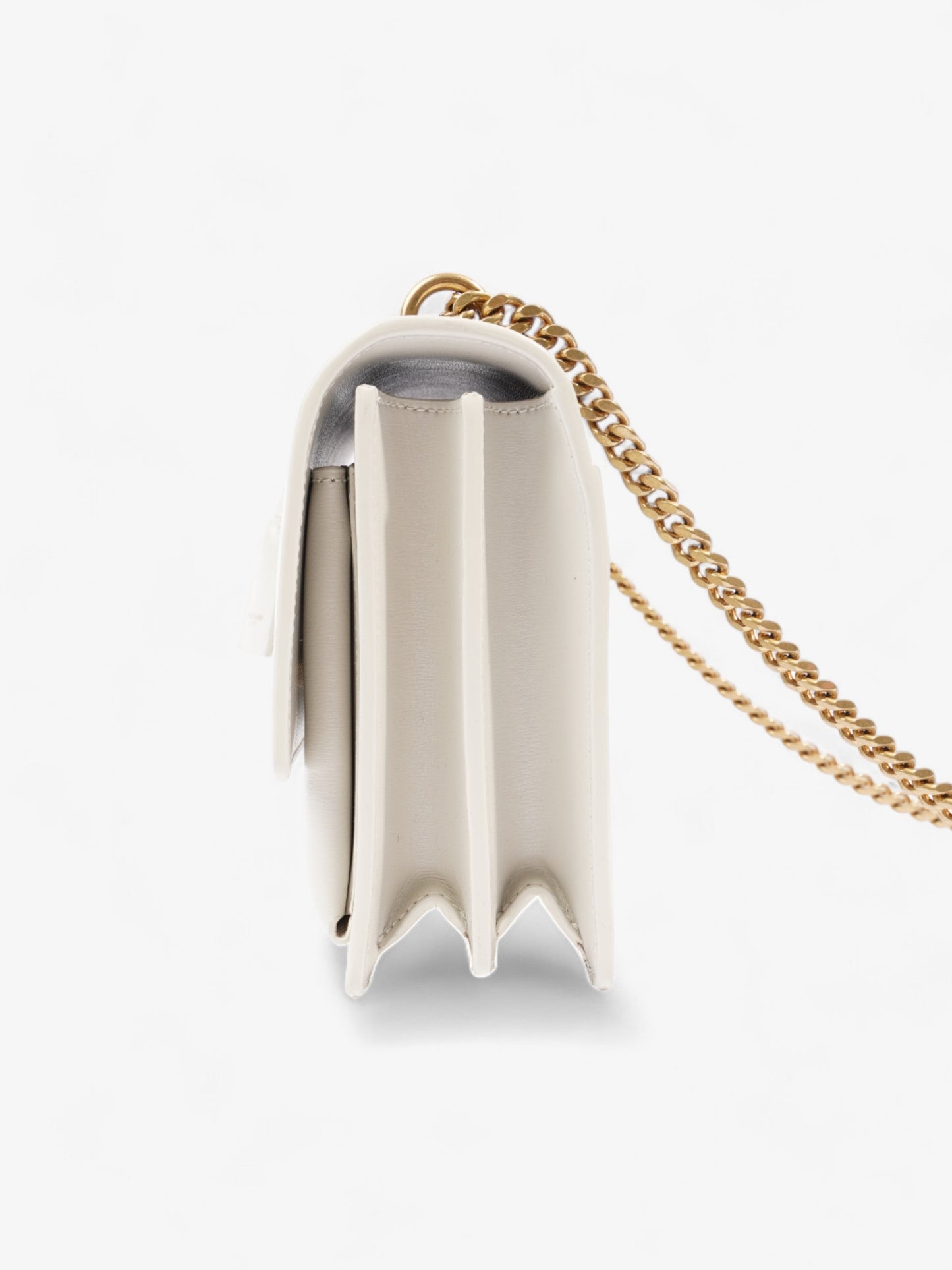 YSL Saint Laurent Sunset Shoulder Bag Leather White Small