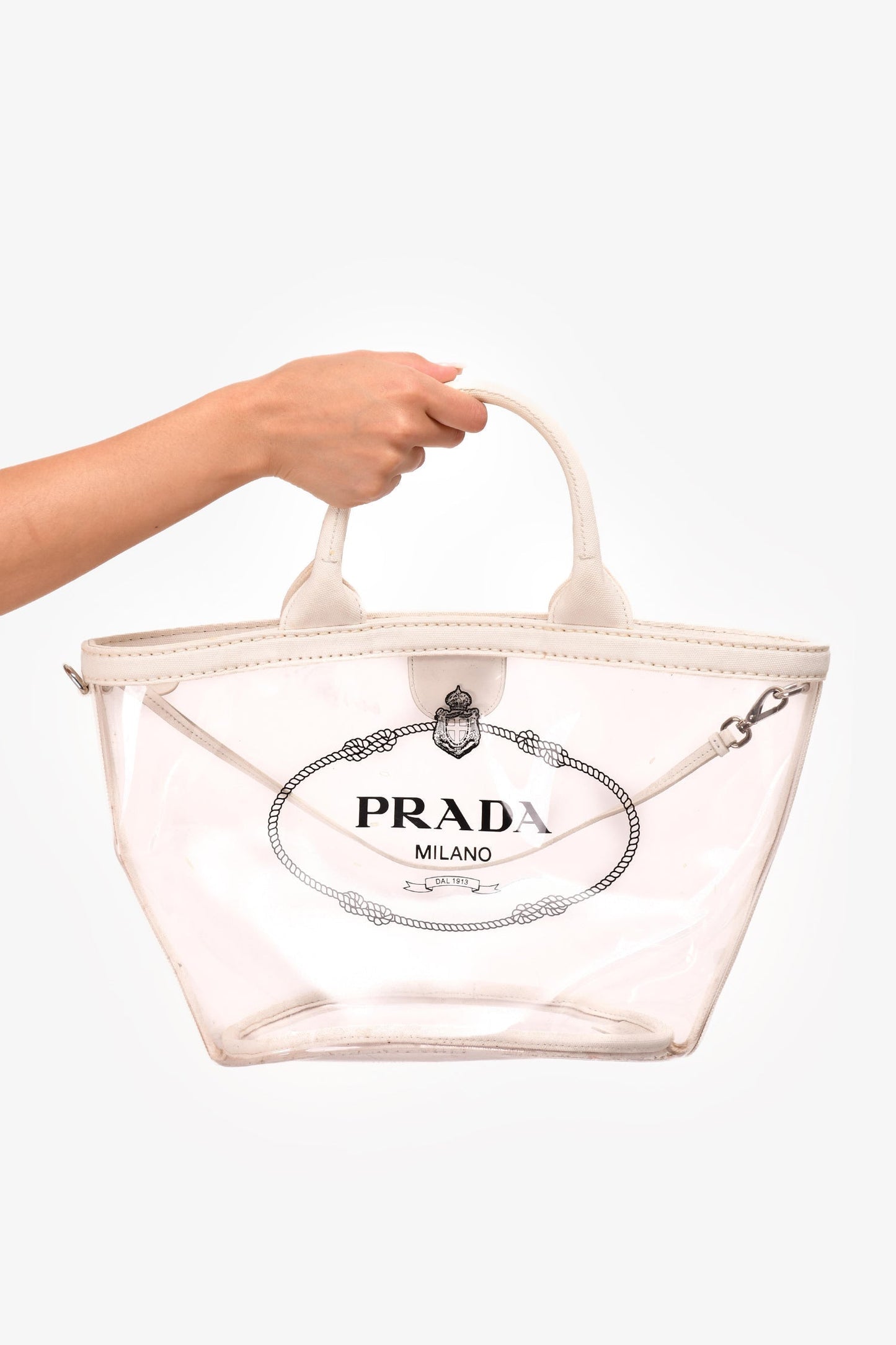 Prada Tote Bag Clear PVC Tote As Is Logo