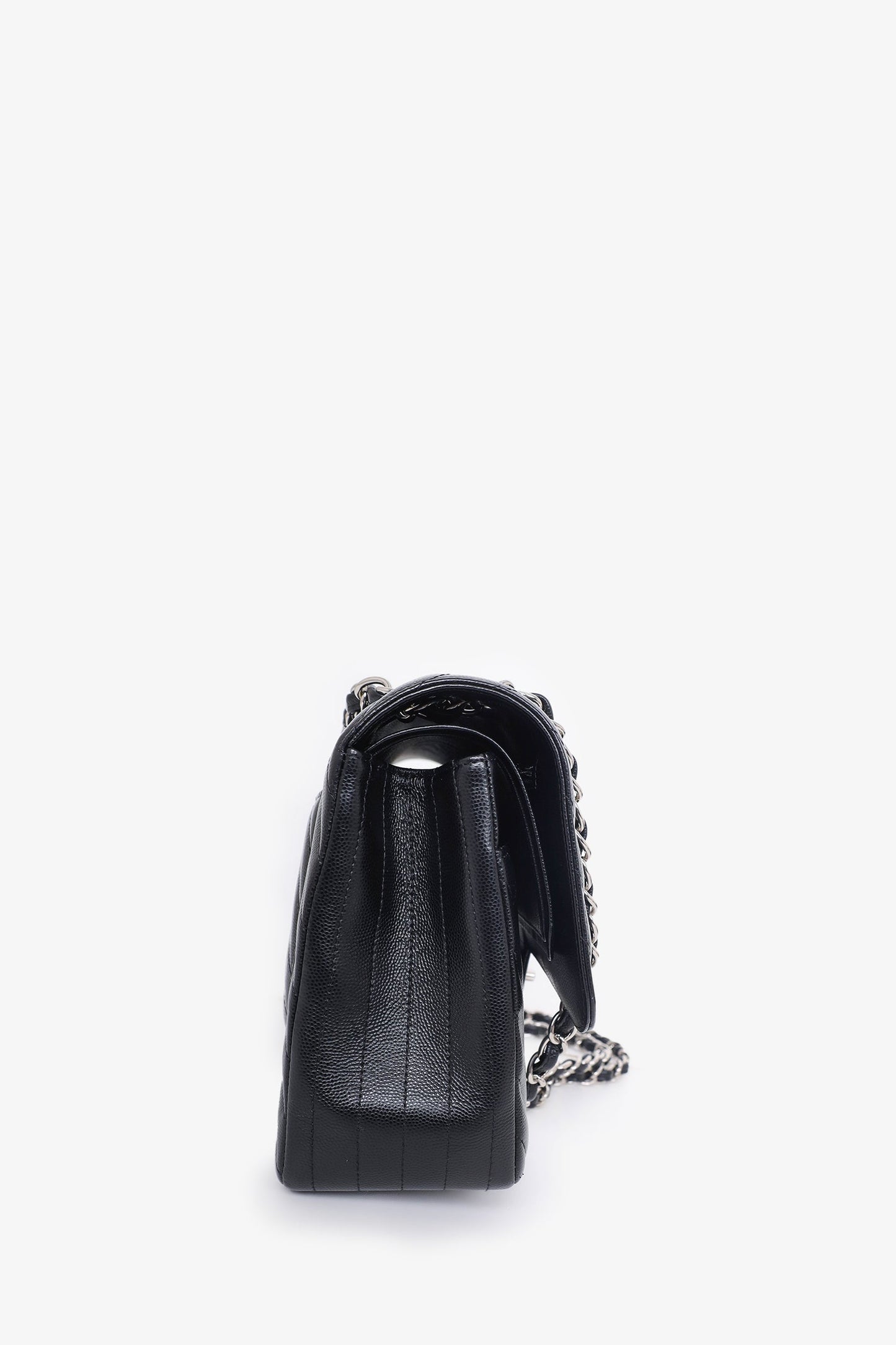 Chanel ™ 2016-17 Black Chevron Caviar Leather Jumbo Double Flap Bag
