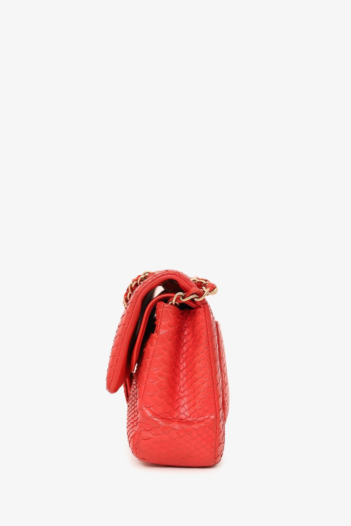 Chanel ™ 2016-17 Red Python Leather Medium Double Flap Bag