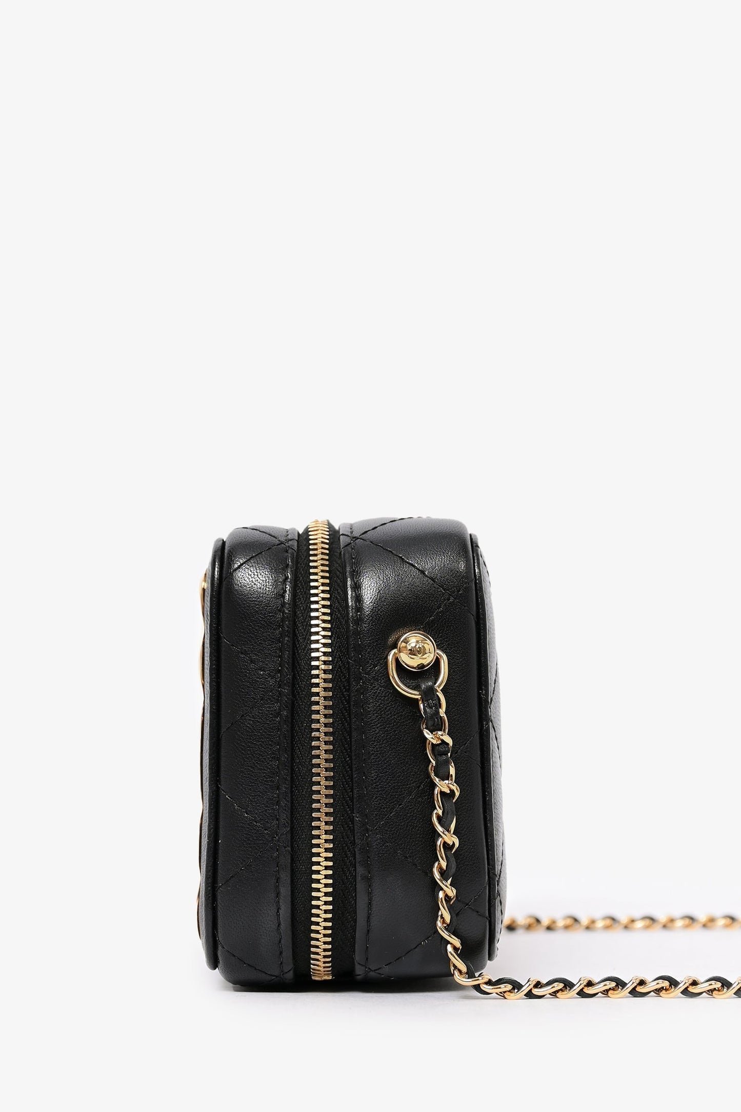 Chanel ™ 2021 Black Leather Gold CC Plate Mini Vanity Crossbody