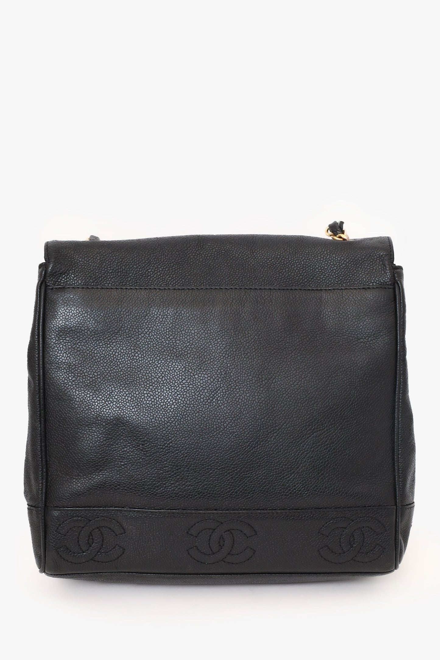 Chanel ™ 1996-97 Black Caviar Leather Triple CC Shoulder Bag