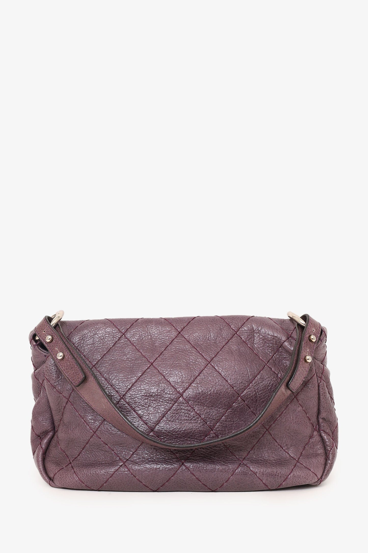 Chanel ™ 2009-10 Purple Glazed Calfskin Stitched On The Road Flap Bag