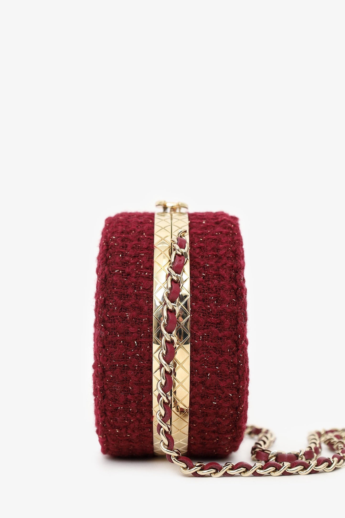 Chanel ™ 2022 Burgundy Tweed Vanity Clutch on Chain