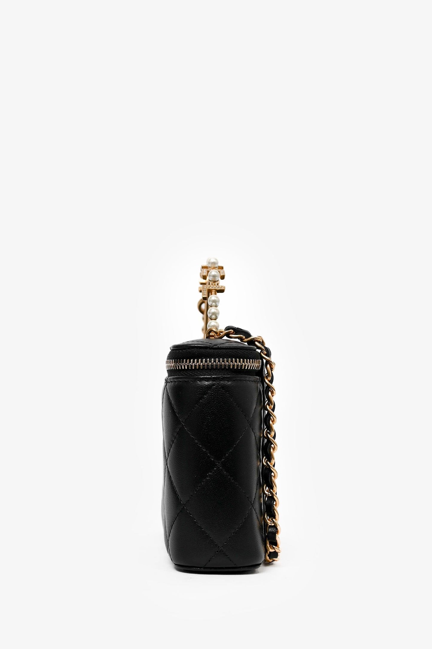 Chanel ™ 2023 Black Lambskin Pearl CC Vanity Top Handle