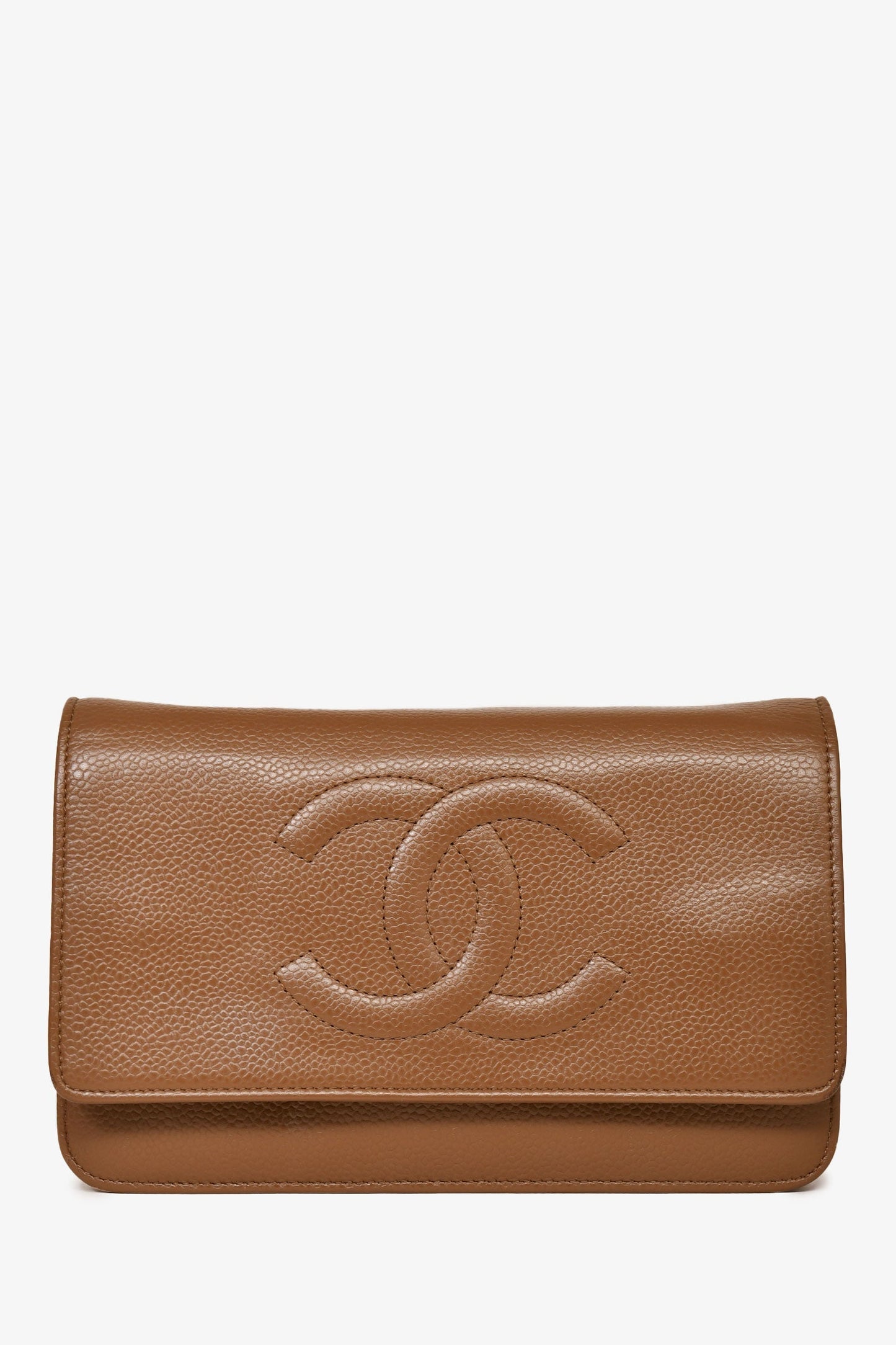 Chanel ™ 2012-13 Brown Caviar Leather CC Logo Wallet On Chain Bag