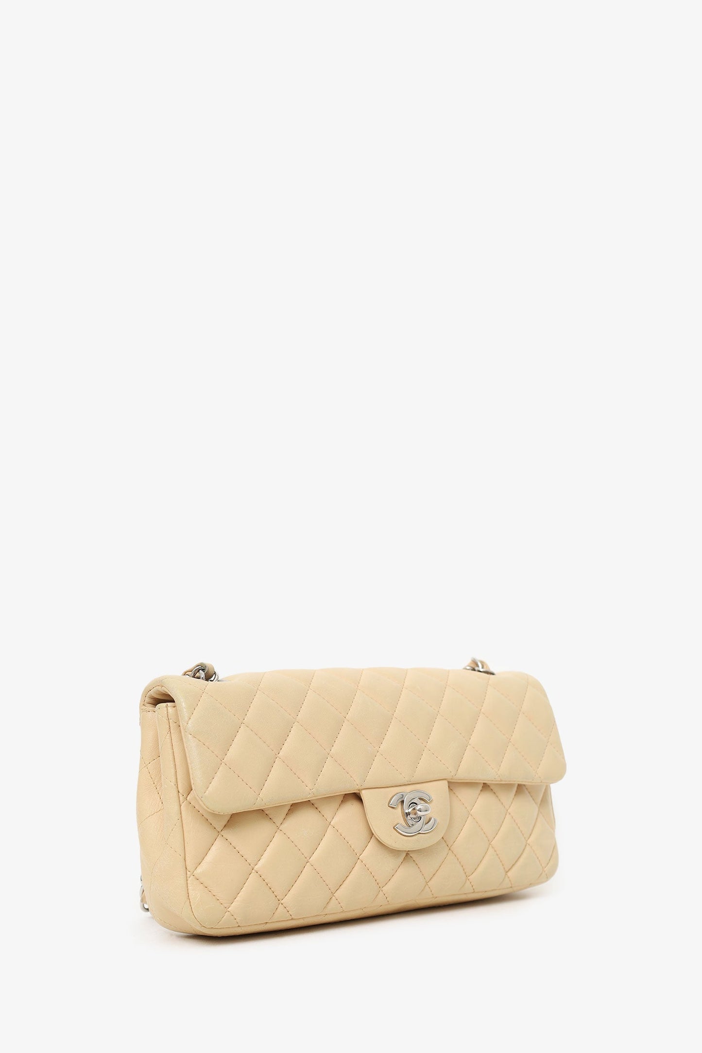 Chanel ™ 2010-11 Beige Quilted Lambskin East/West Single Flap Bag
