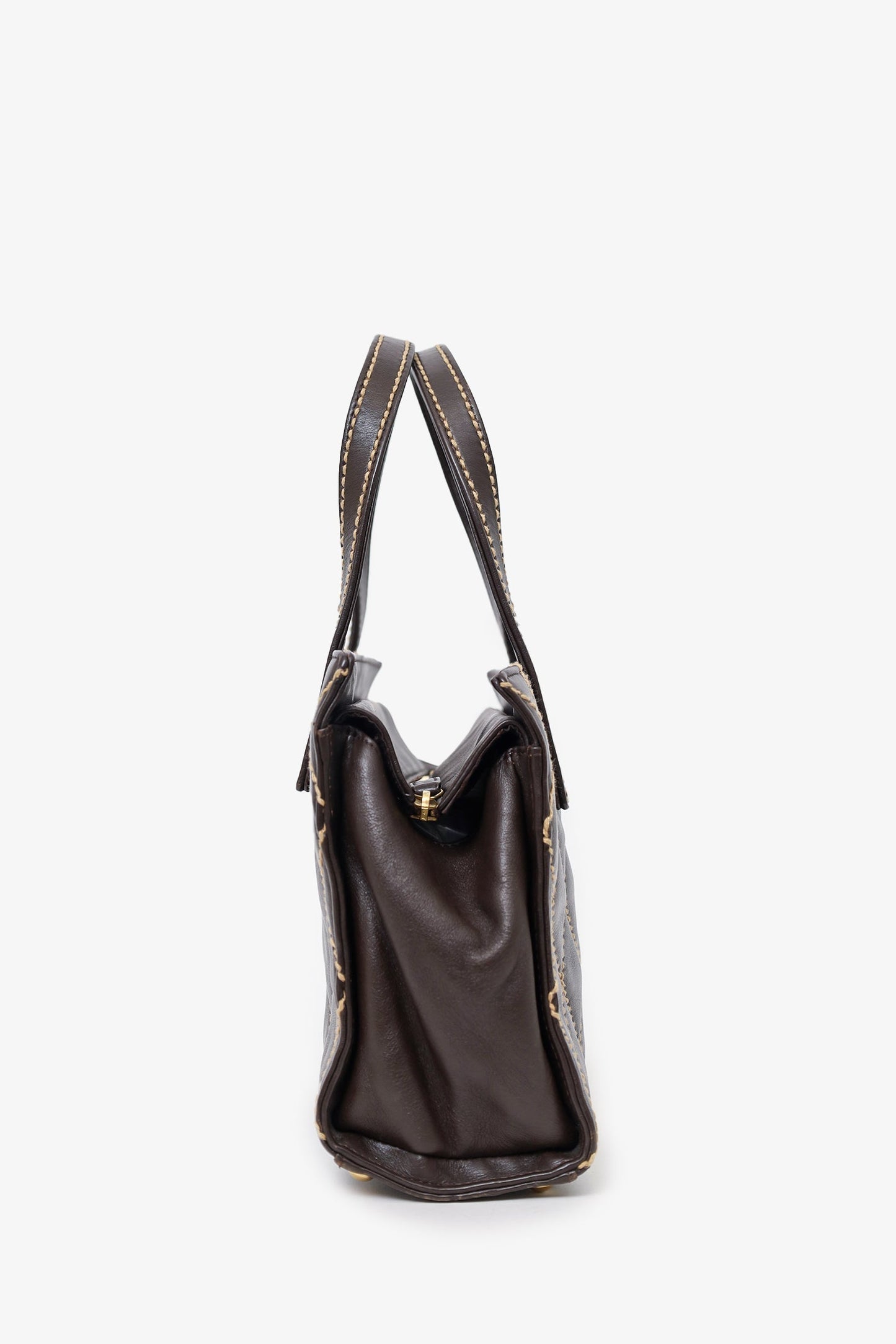 Chanel ™ 2004-05 Brown Leather Wild Stitch Coco Mark Leather Tote Bag