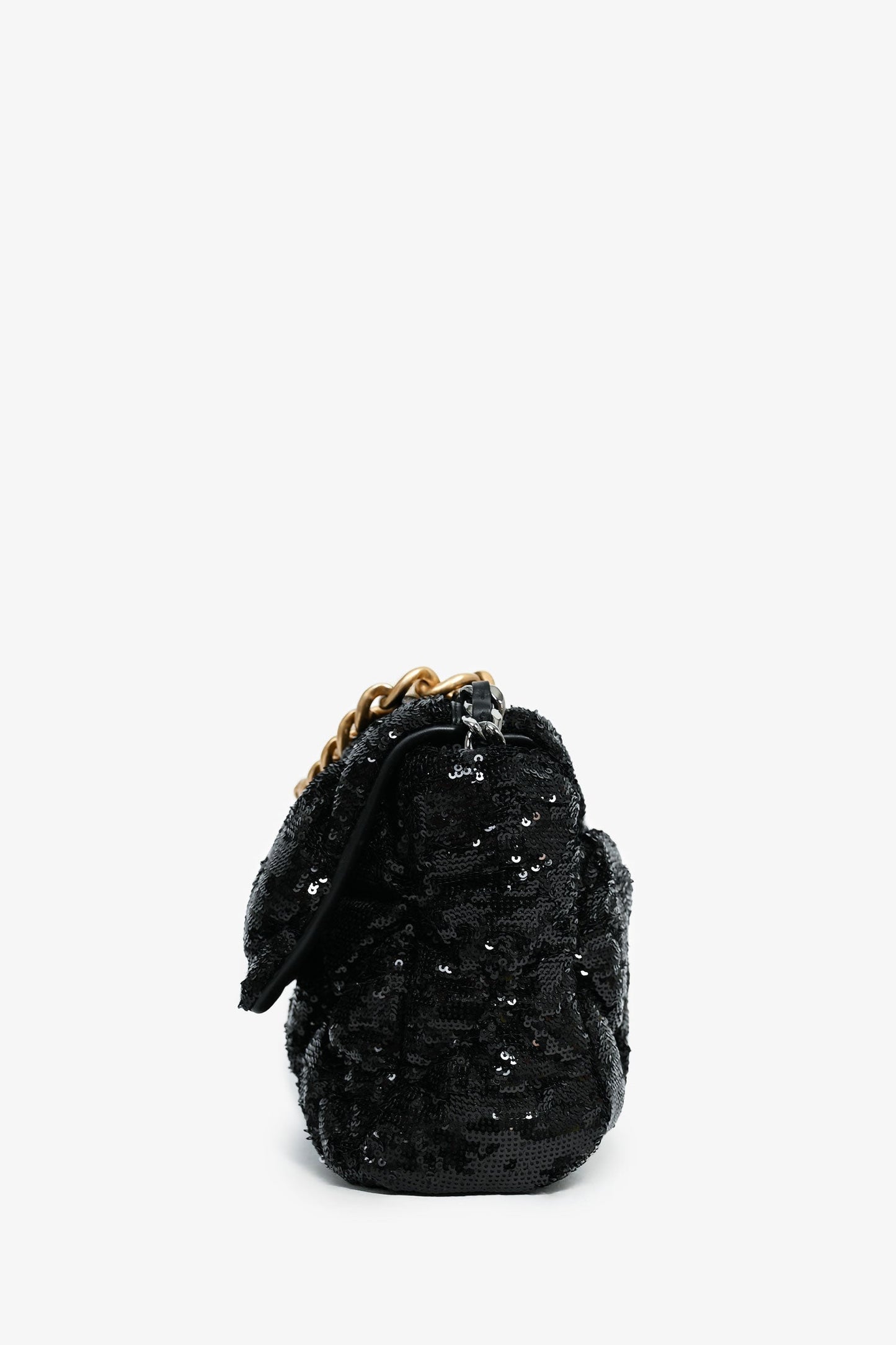 Chanel ™ Black Sequin Tweed Large 19 Flap Bag